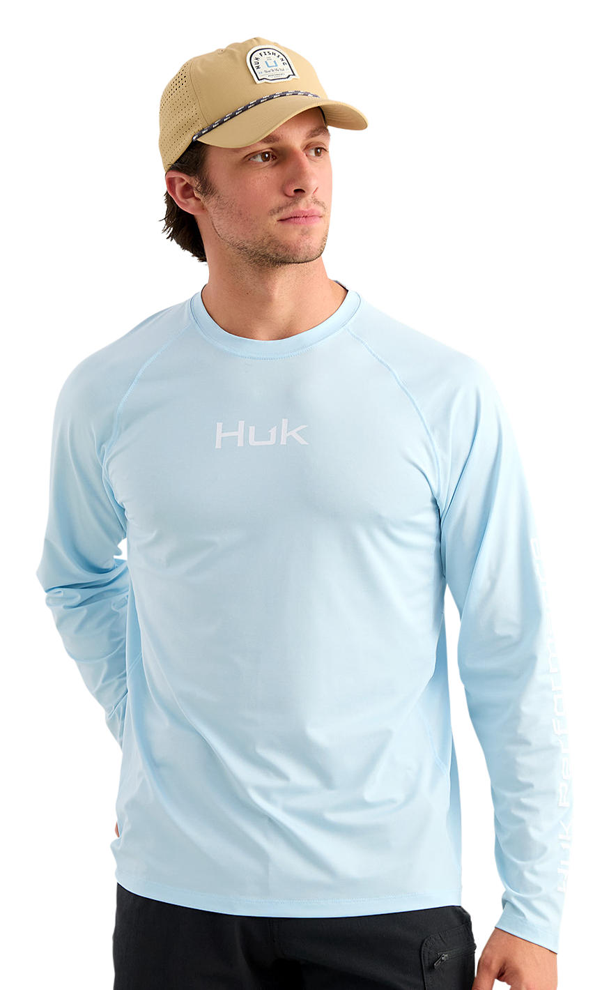 Image of Huk Airweight Long-Sleeve Crew - Coastal Drift Heather