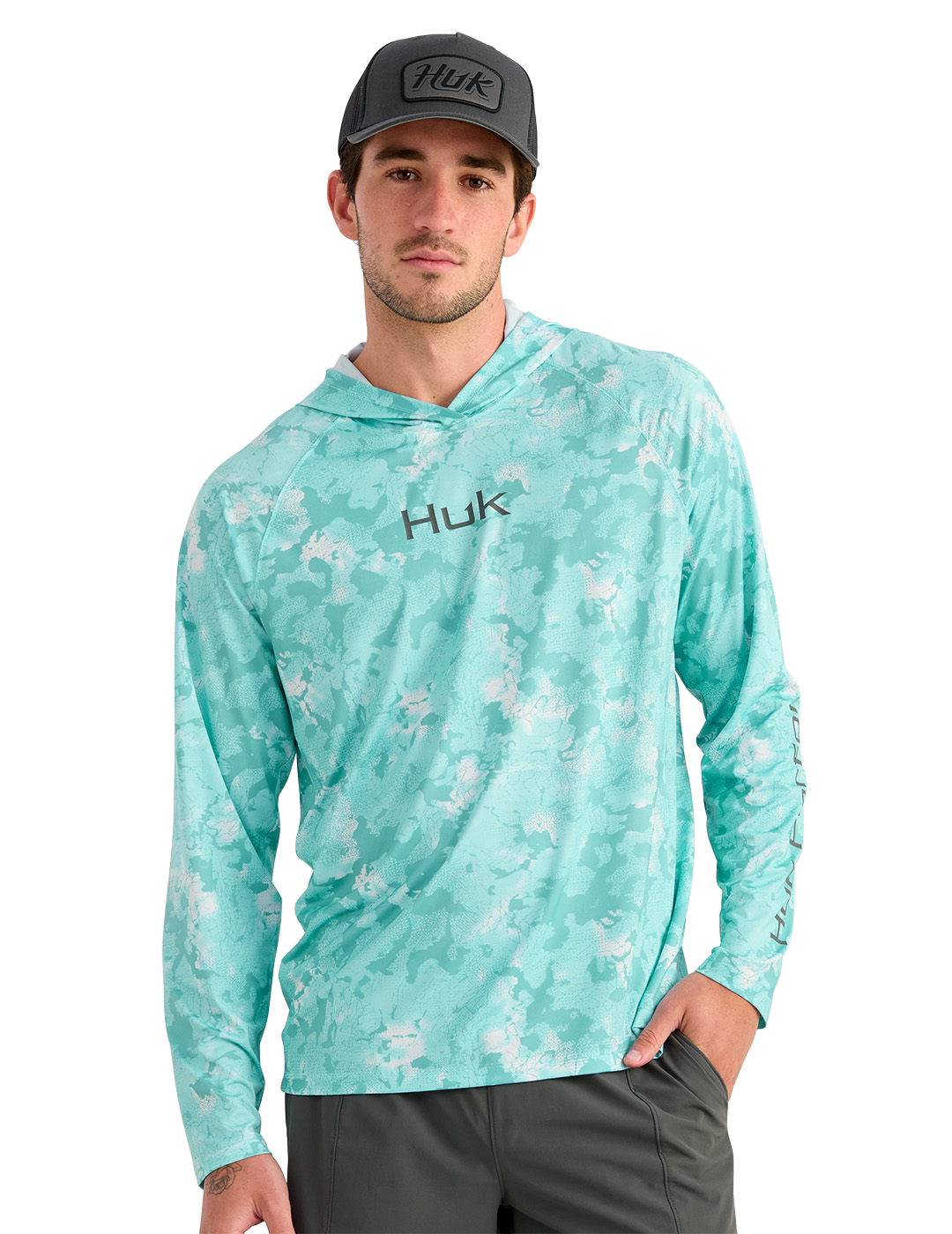 Image of Huk Airweight KC Printed Hoodie - Caicos