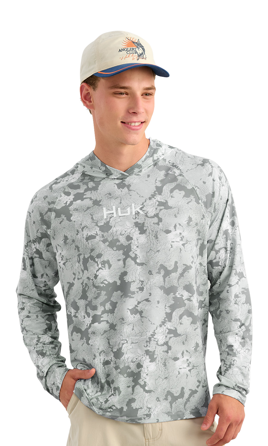 Image of Huk Airweight KC Printed Hoodie - Sharkskin