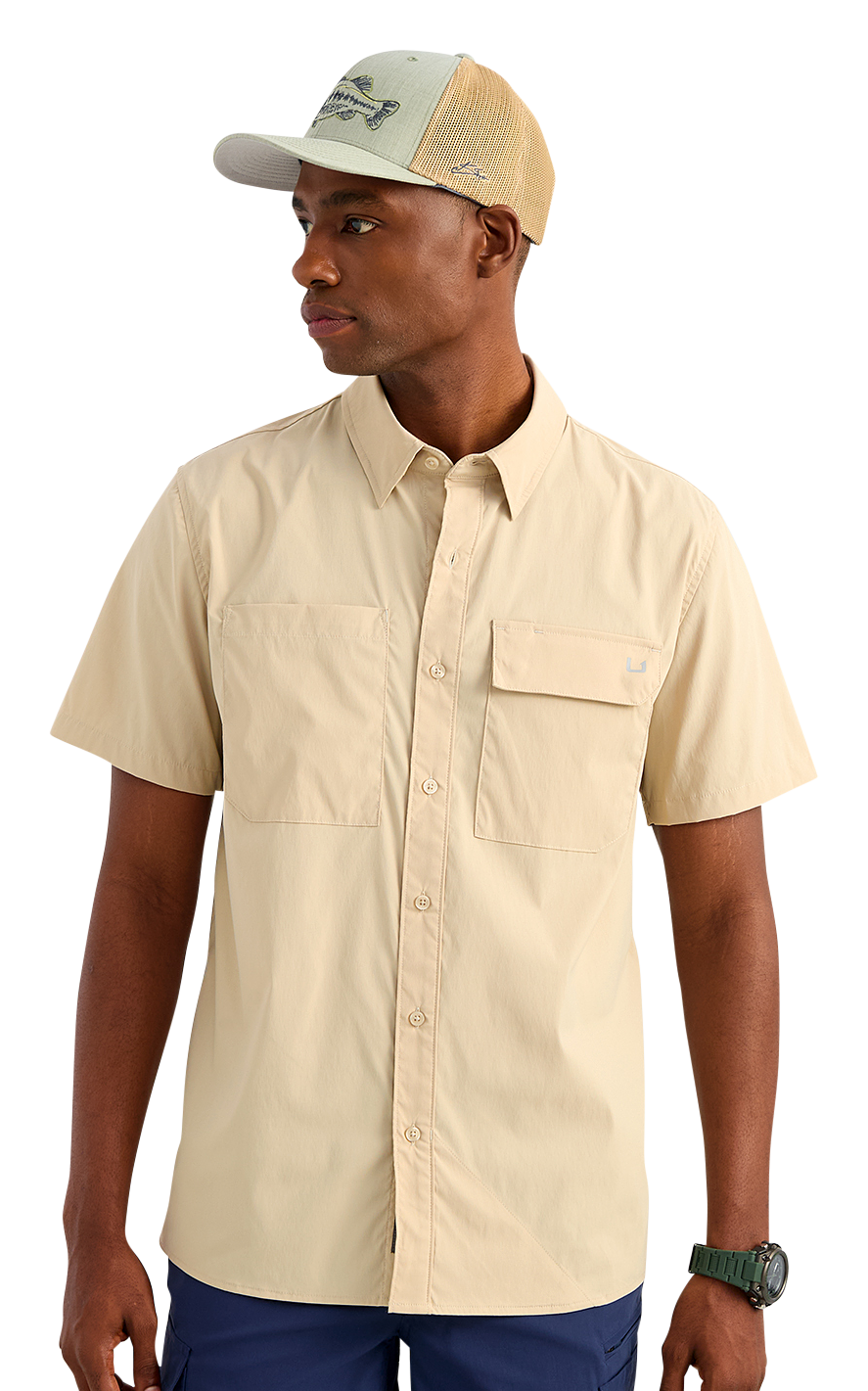 HUK Icon Short Sleeve Button-Down - River Rock S
