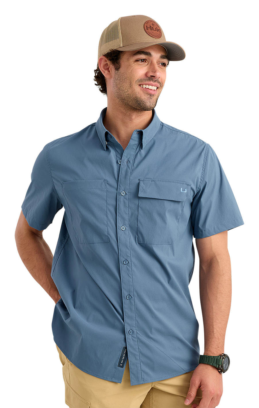 Image of Huk Icon Short-Sleeve Shirt - Stormy Blue