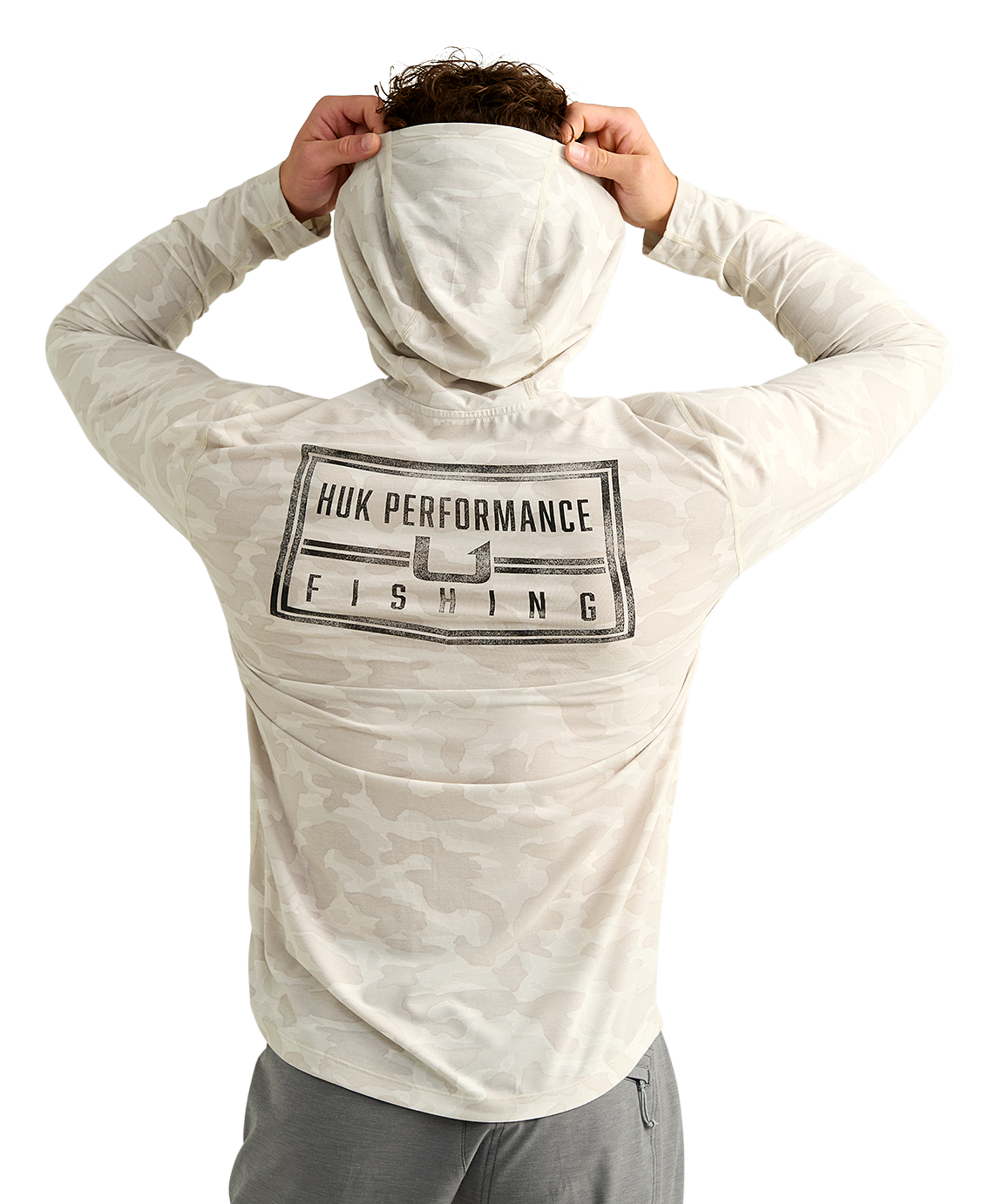 HUK Drift Performance Hoodie T-shirt - Silver Birch Camo M