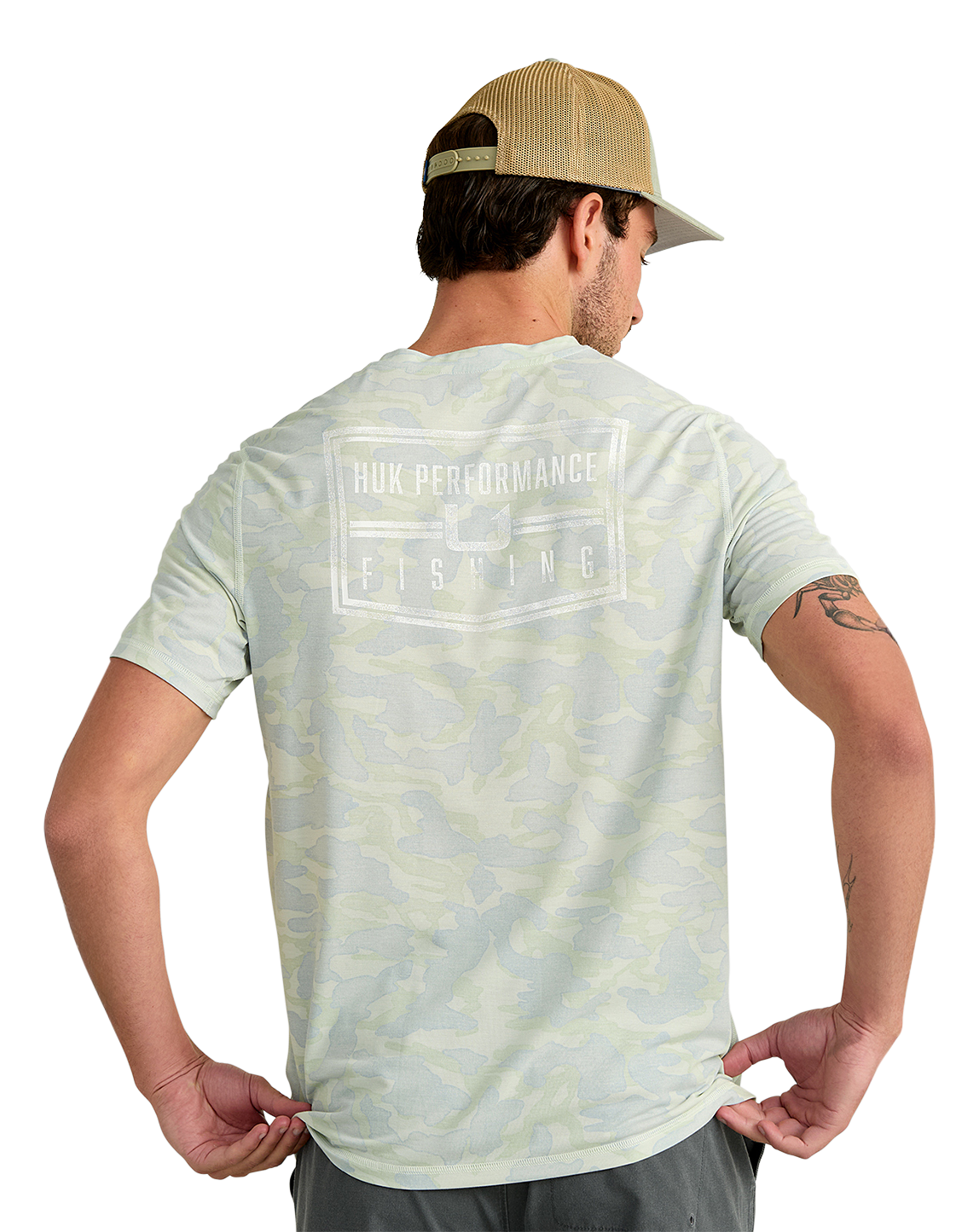 Image of Huk Drift Printed Short-Sleeve Crew - Pale Algae