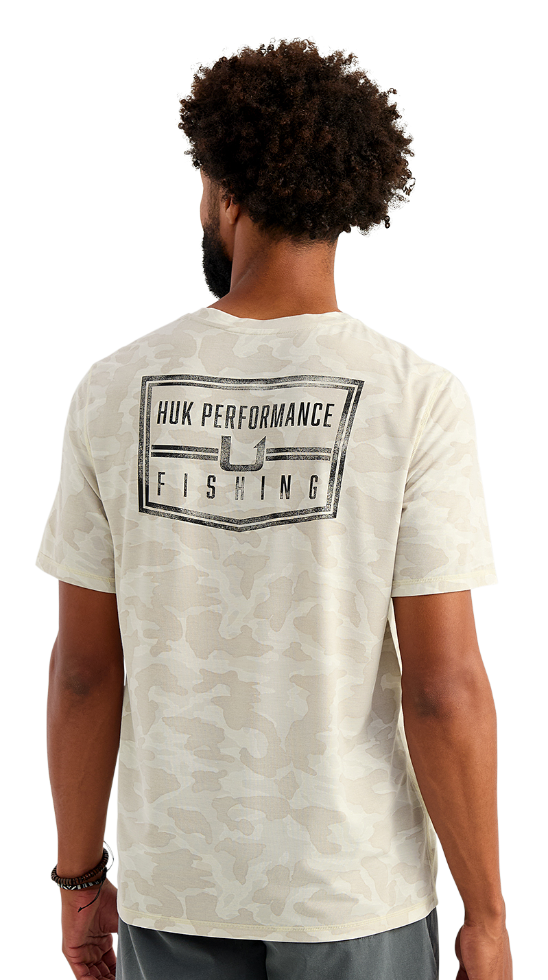 Image of Huk Drift Printed Short-Sleeve Crew - Silver Birch