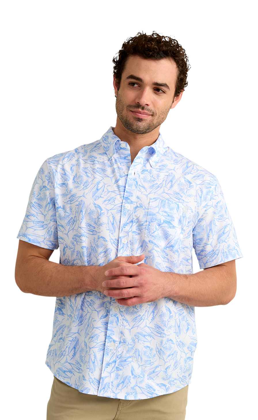 Huk Kona KC Short-Sleeve Button-Down Shirt - Regatta Fish Chaos