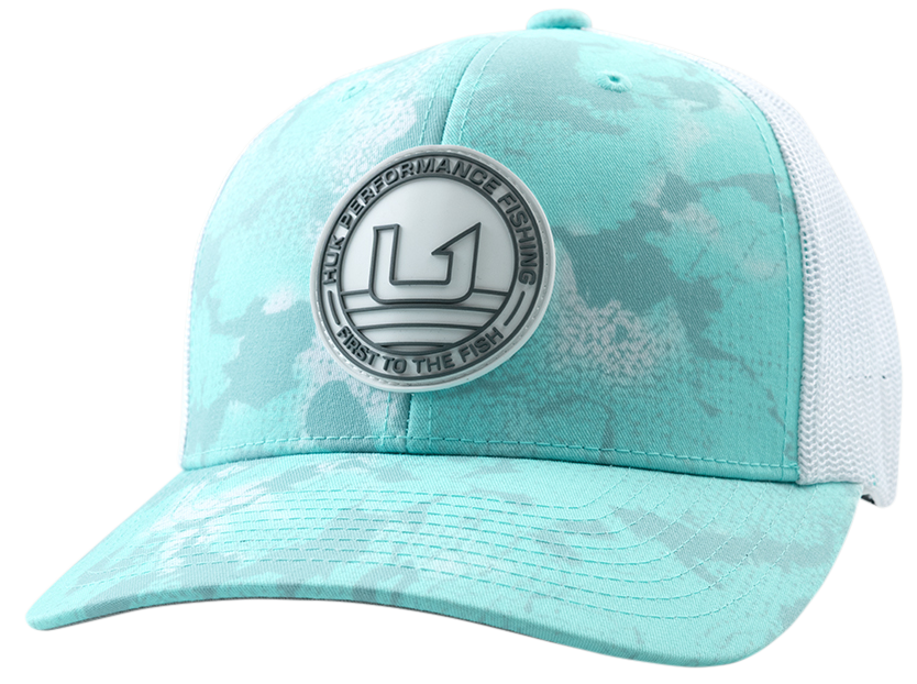 Image of Huk KC Printed Circle Patch Mesh-Back Snapback Cap - Caicos