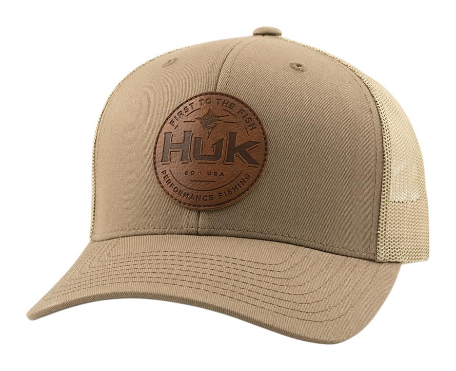 HUK Leather Patch Mesh Back Snapback Cap