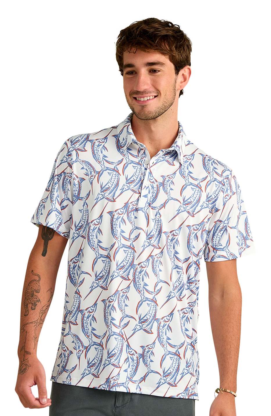 Image of Huk Printed Pursuit Performance Polo - White 9