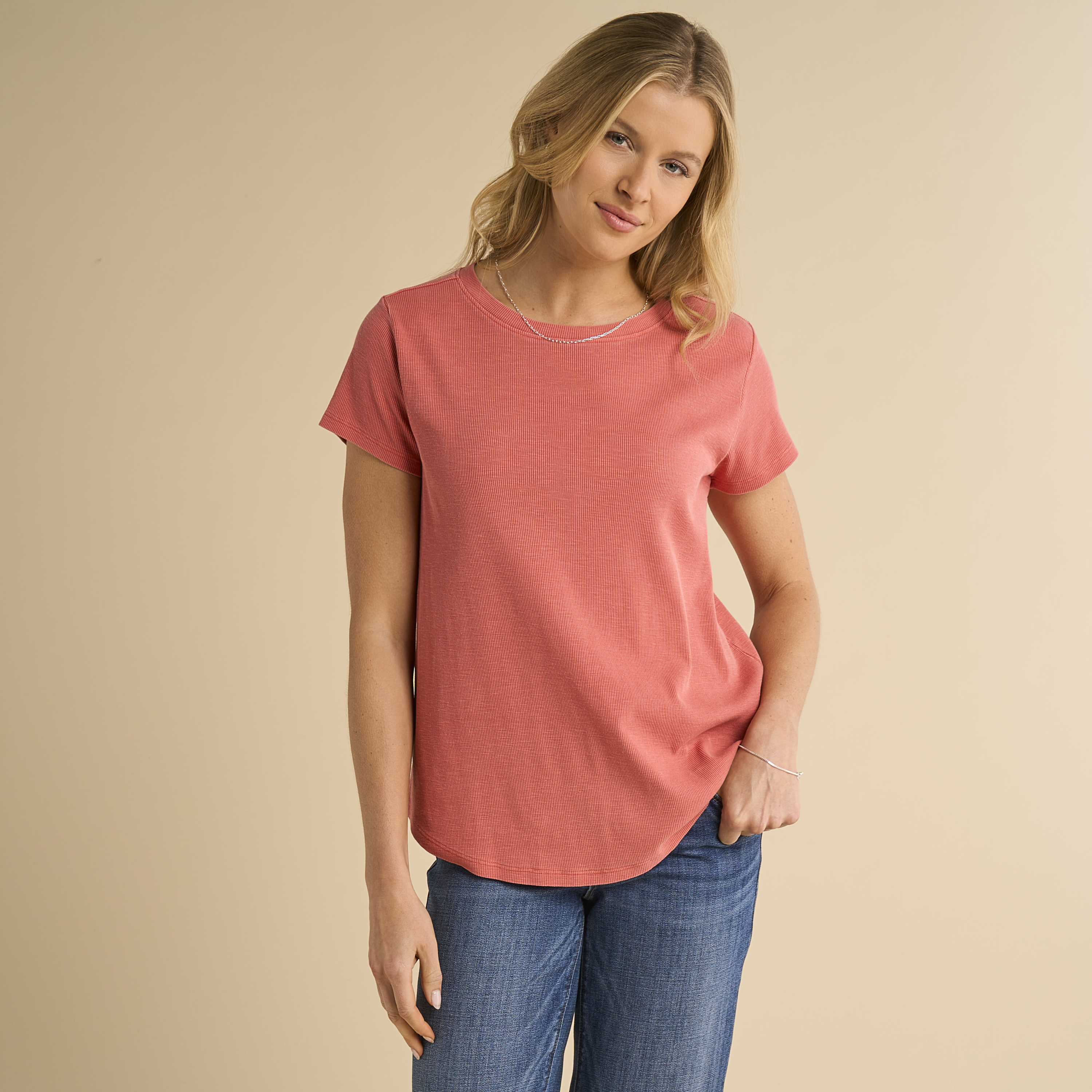 Image of Natural Reflections Peyton Slub Short-Sleeve REPREVE T-Shirt - Spiced Coral