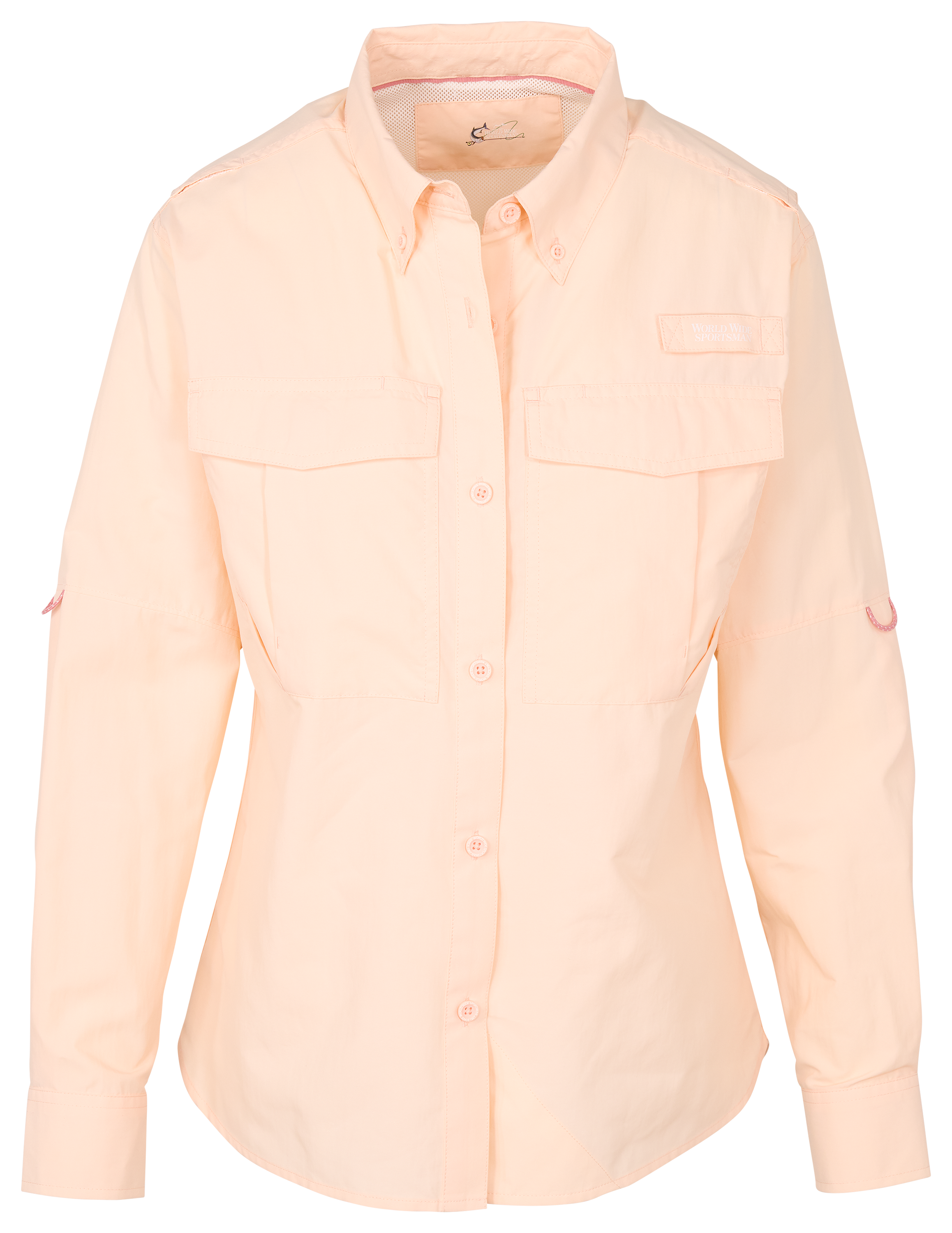 Image of World Wide Sportsman 3D Cool Nylon Angler Button-Down Long-Sleeve Shirt - Peach Abode