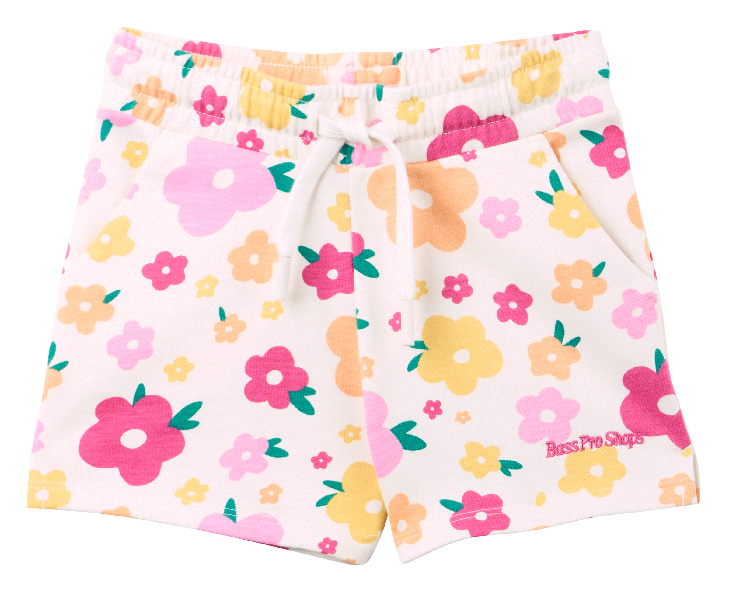 Image of Bass Pro Shops Logo Shorts for Toddler Girls - Egret Floral