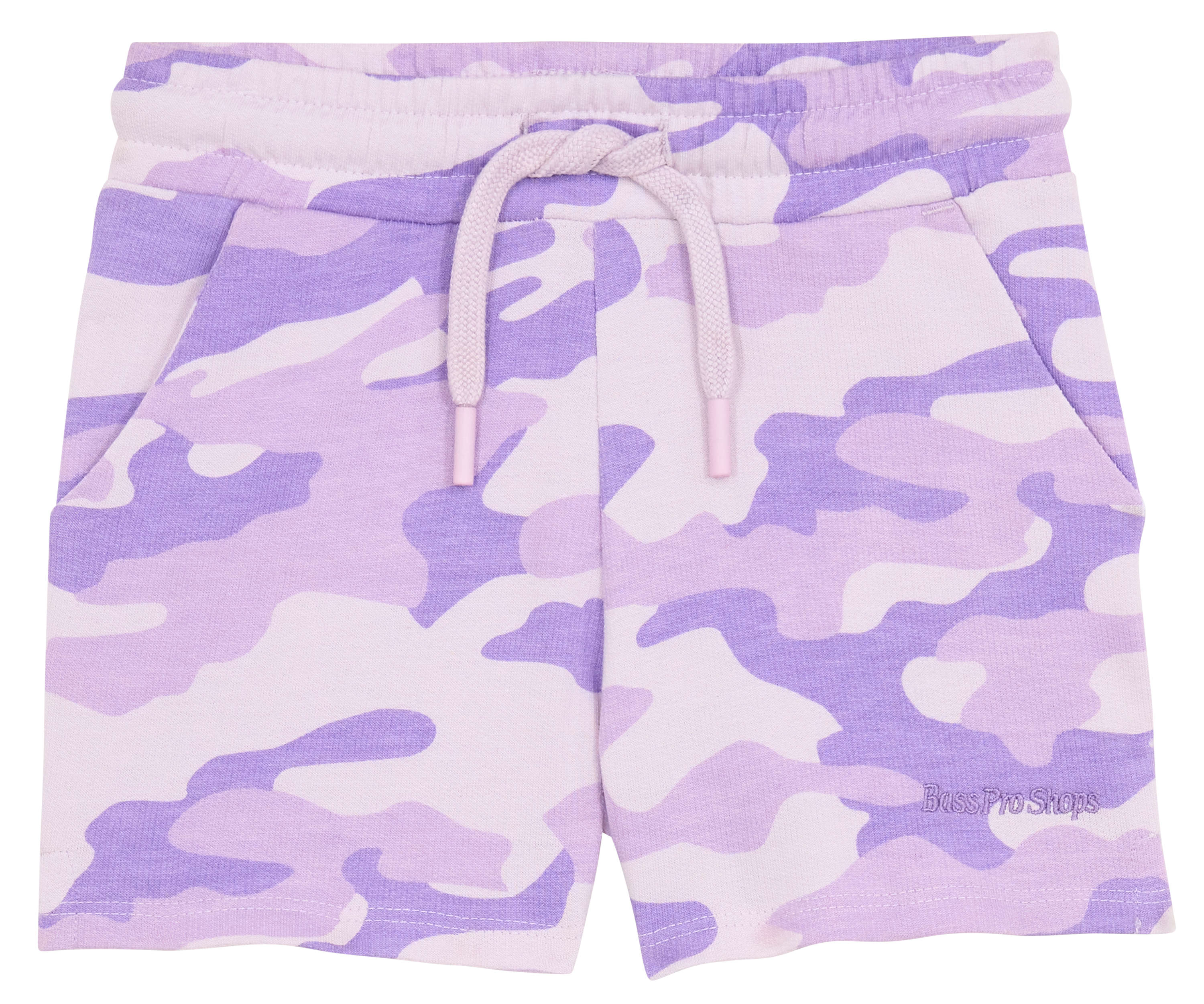 Image of Bass Pro Shops Logo Shorts for Toddler Girls - Purple Camo 1