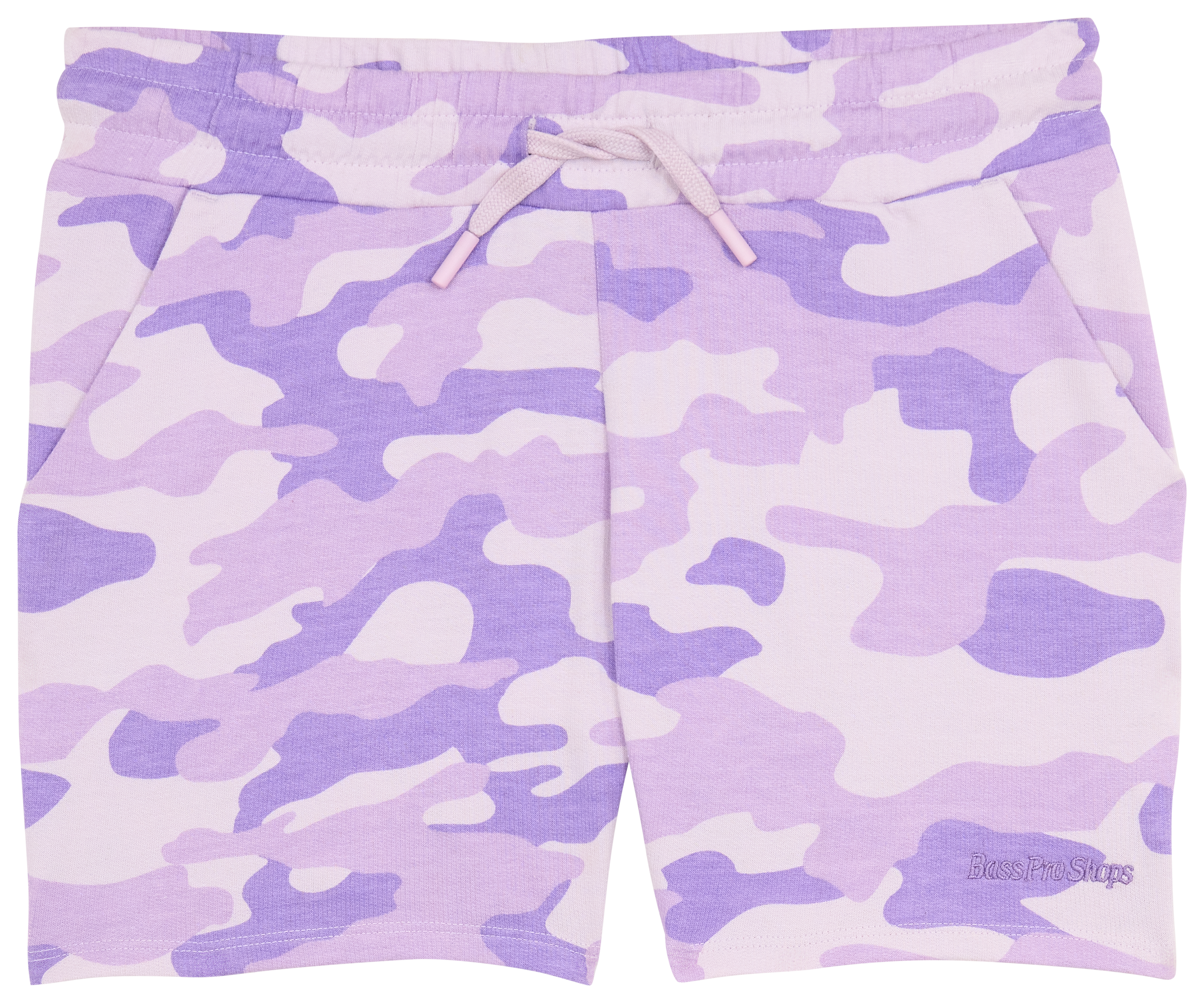 Image of Bass Pro Shops Logo Drawstring Shorts for Kids - Purple Camo 1