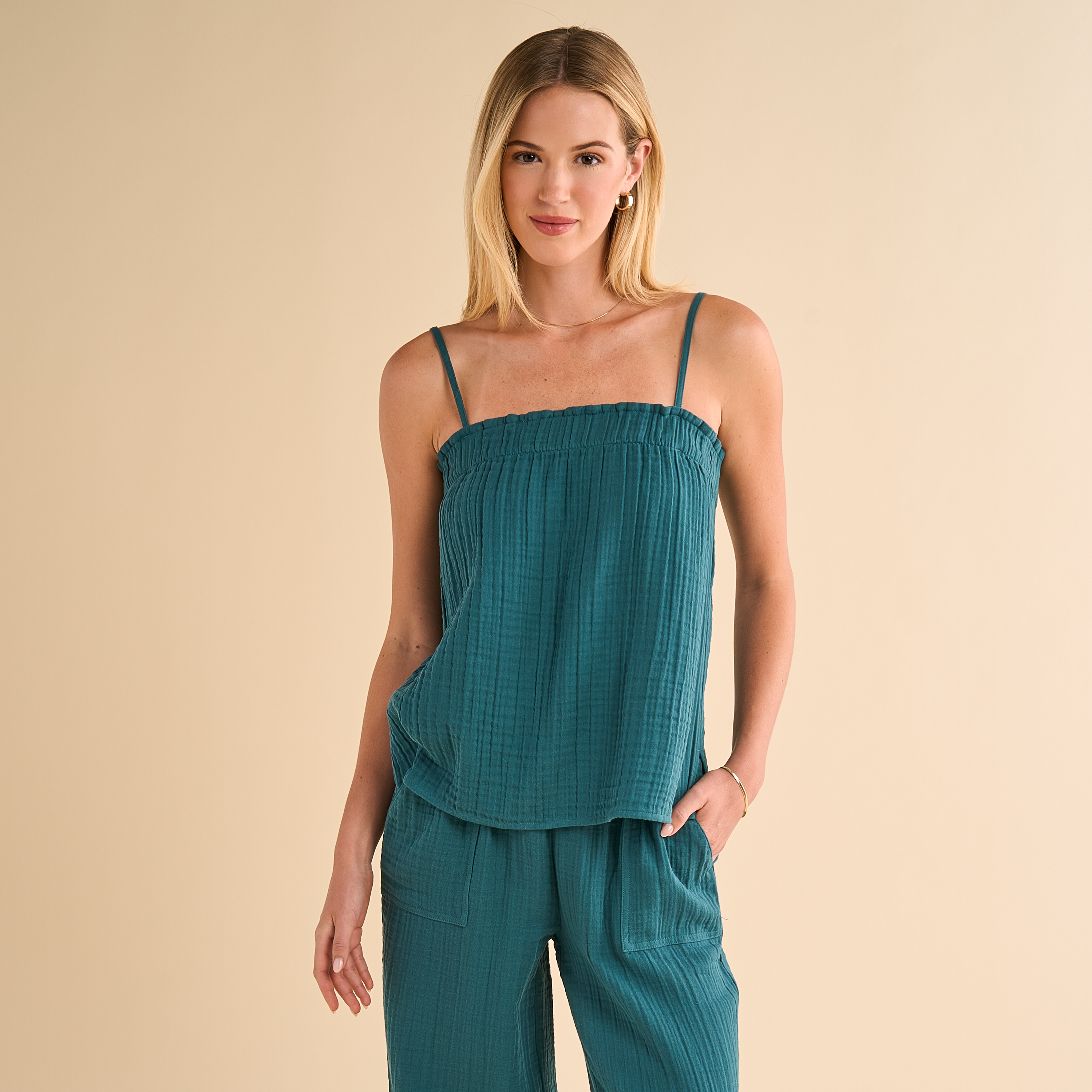 Image of Natural Reflections Double Cloth Cami - Mediterranea
