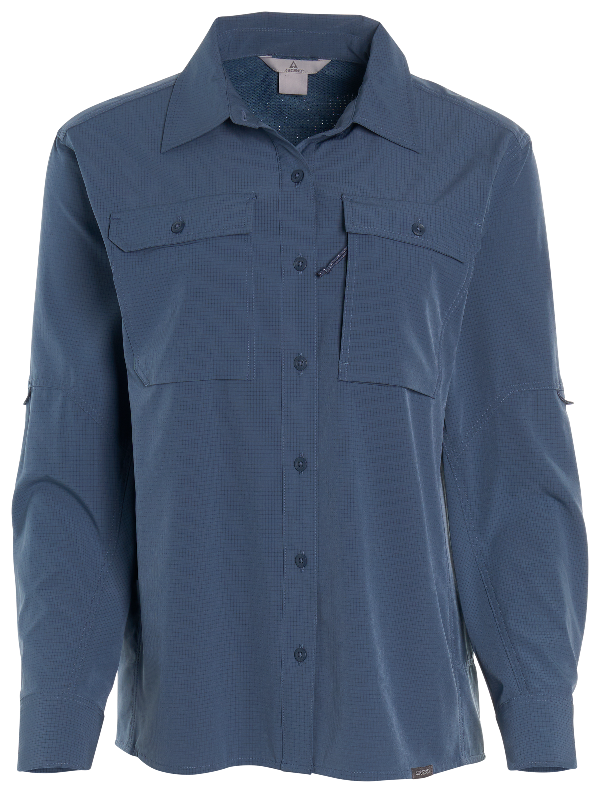 Image of Ascend Woven Button-Down Long-Sleeve Pocket Shirt - Bering Sea