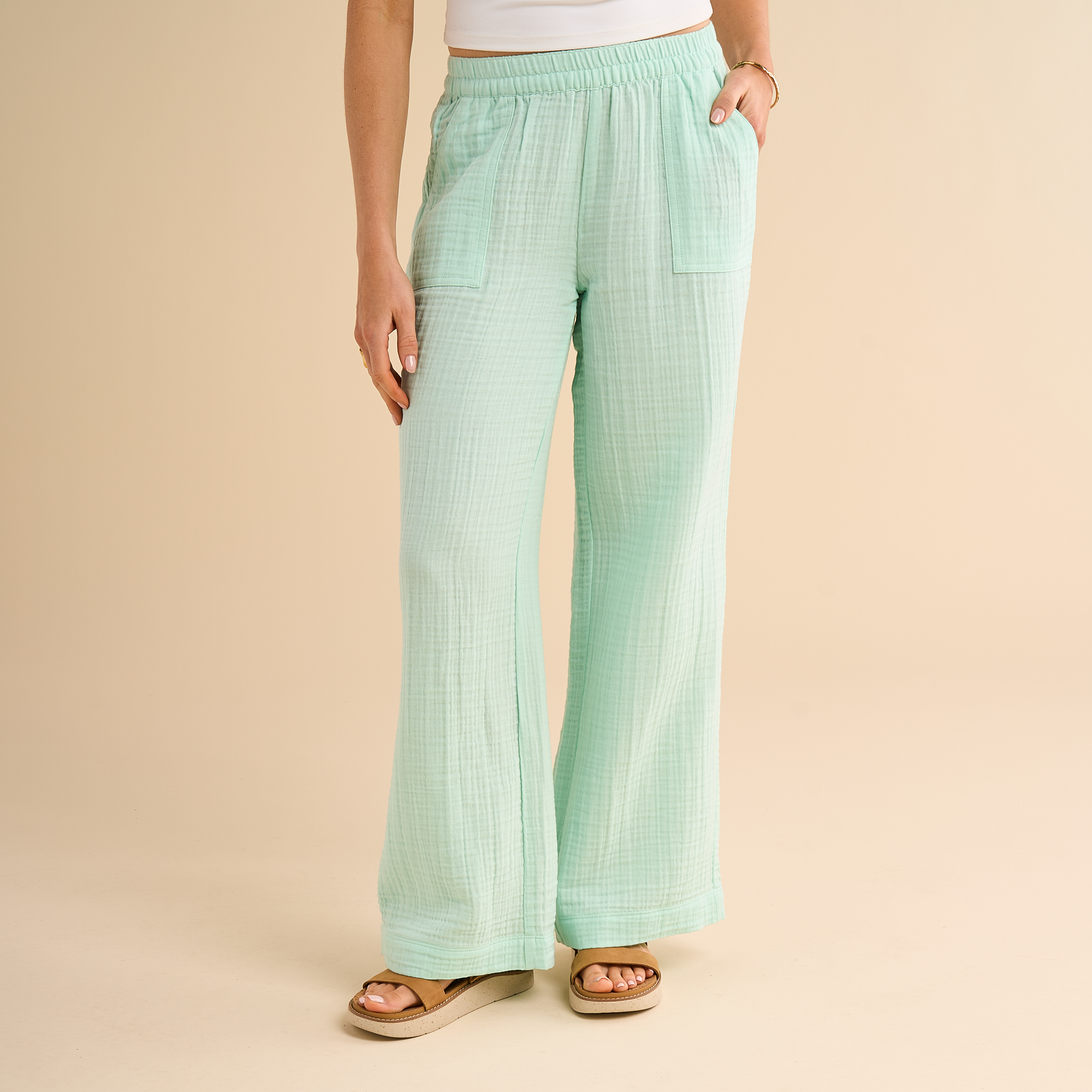Image of Natural Reflections Double-Cloth Pants - Brooke Green