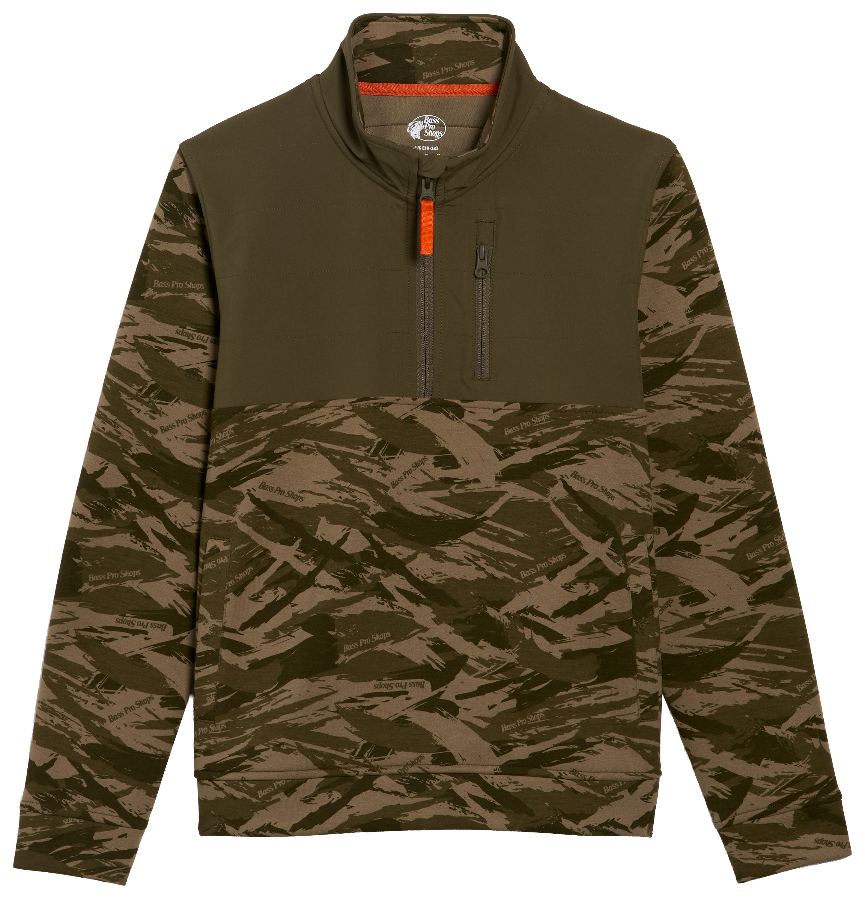 Image of Bass Pro Shops Performance Camo Quarter-Zip Pullover for Kids - Olive Camo