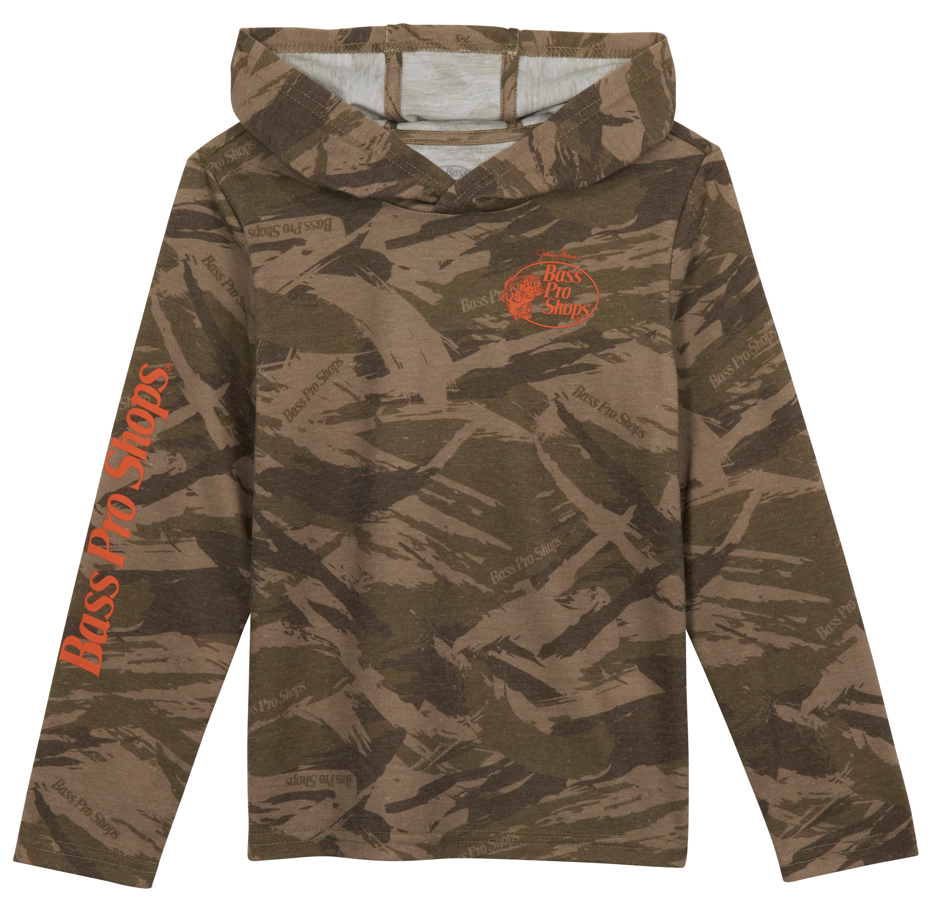 Image of Bass Pro Shops Camo Long-Sleeve Hooded T-Shirt for Toddlers - Brush Camo Olive - 4T