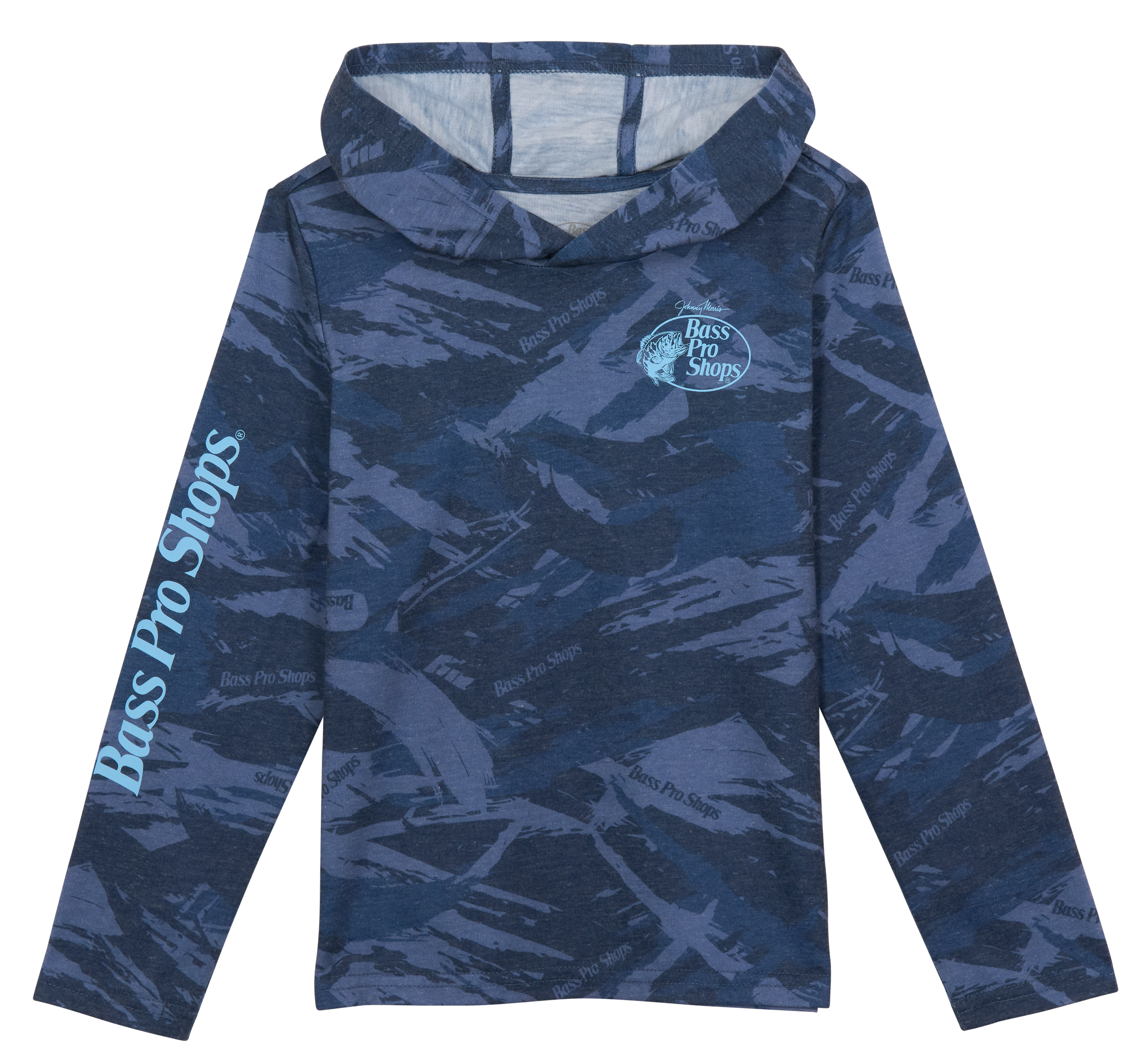 Image of Bass Pro Shops Camo Long-Sleeve Hooded T-Shirt for Toddlers - Brush Camo Navy - 4T