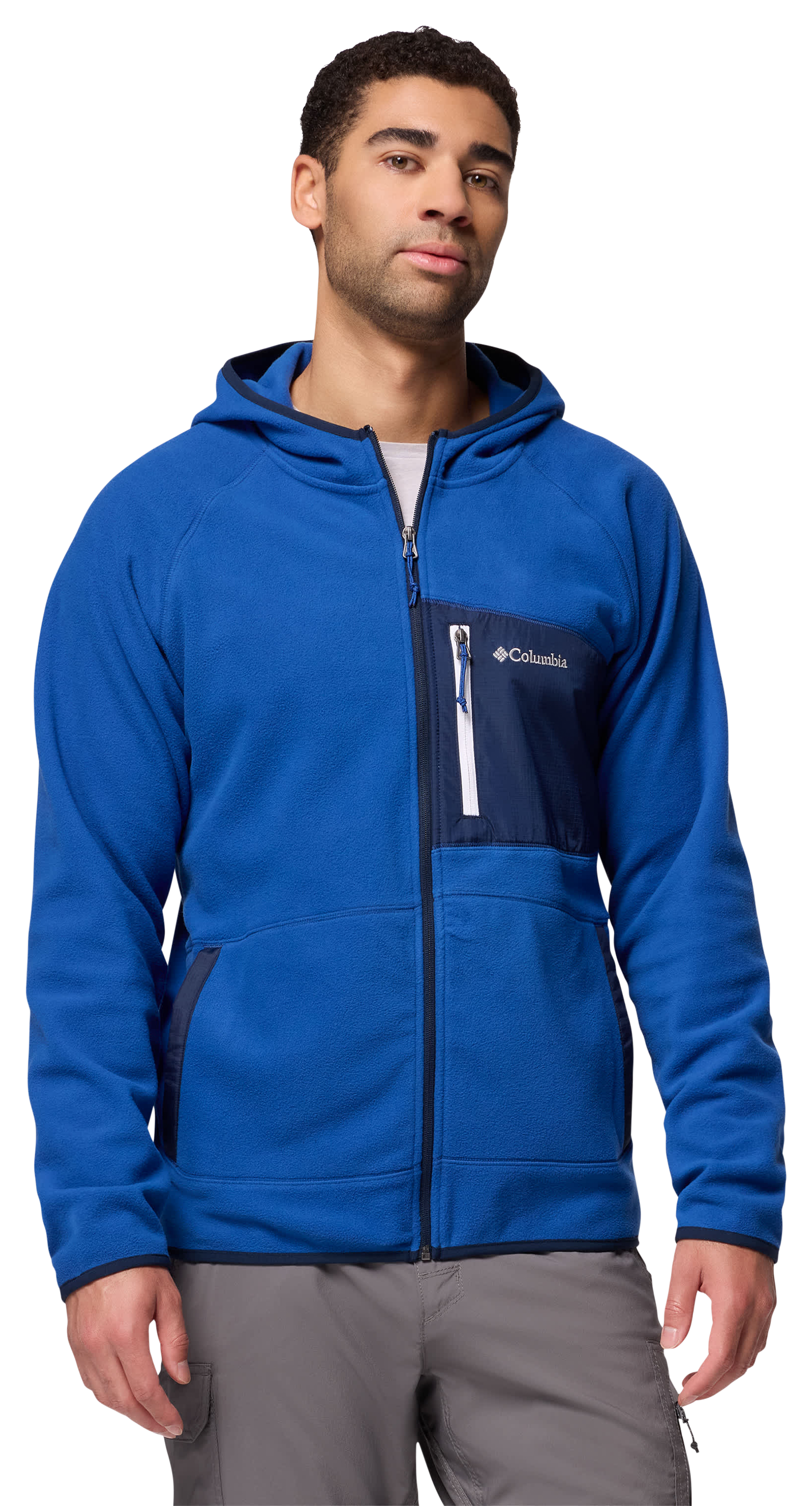 Image of Columbia Fast Trek Overlay Hooded Full-Zip Jacket - Mountain Blue/Collegiate Navy - L