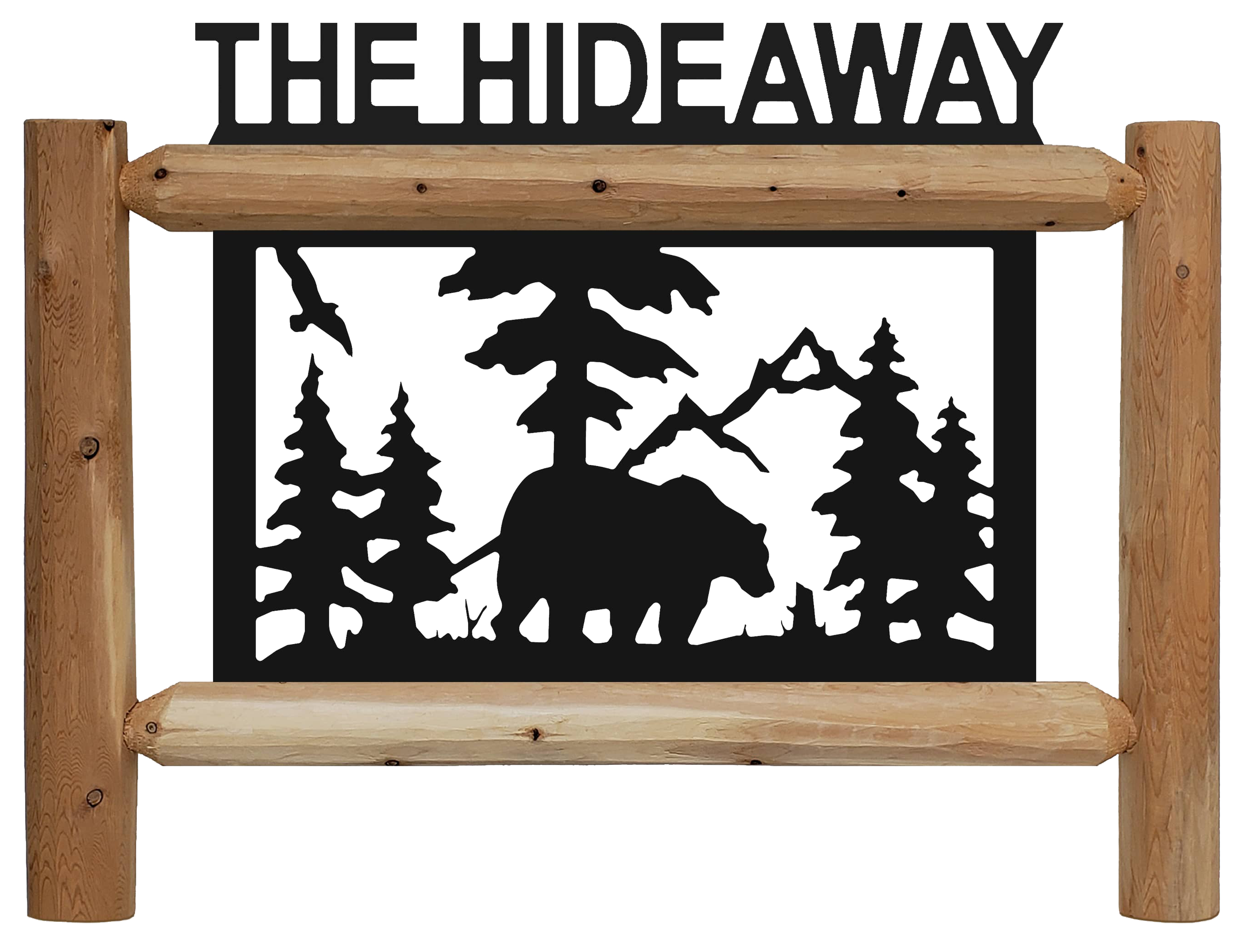 Image of Full Moon Signs Personalized Cedar Log Bear Sign