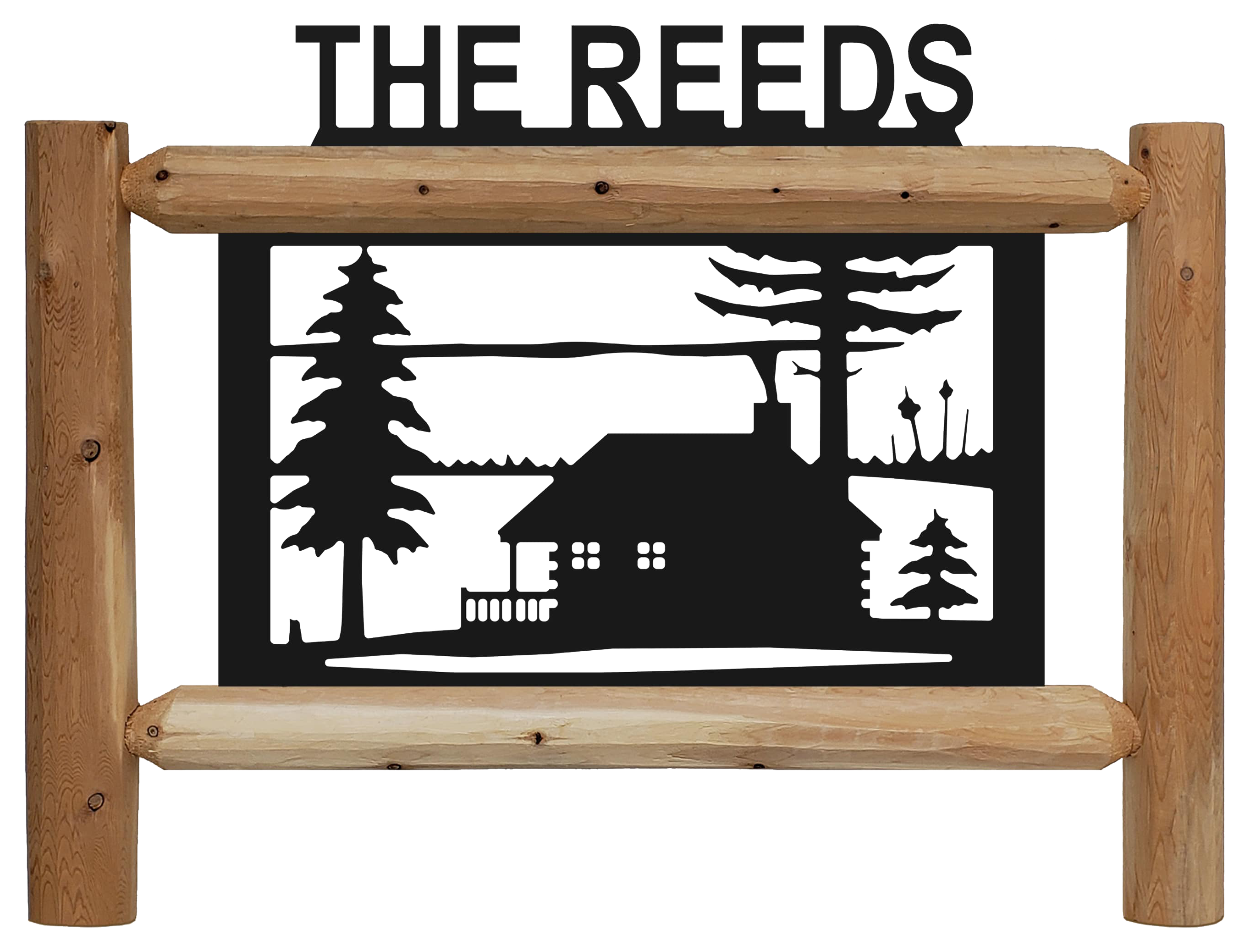 Image of Full Moon Signs Personalized Cedar Log Cabin Sign