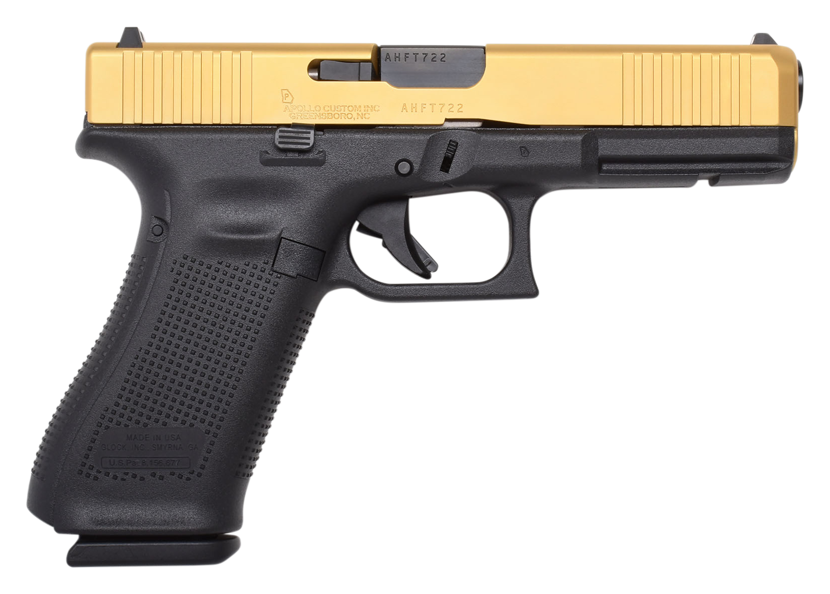 Image of GLOCK 17 Gen5 Semi-Auto Pistol with Cerakote Slide - Black - Gold