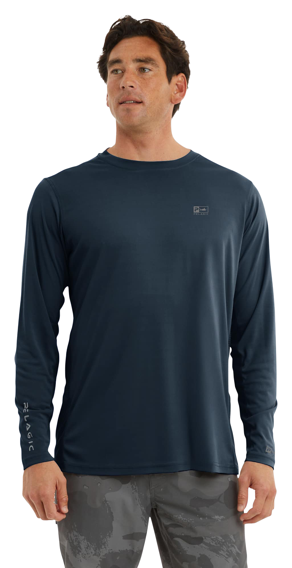 Image of Pelagic Vaportek Long-Sleeve Fishing Shirt - Dark Navy - S