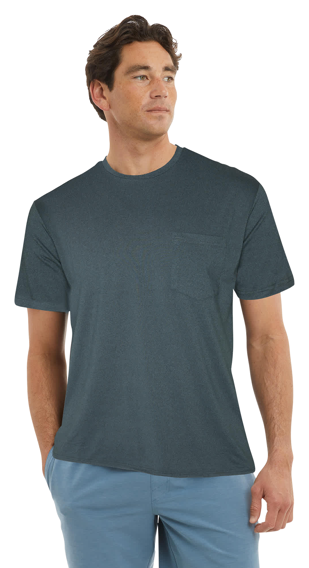 Image of Pelagic Freespool Short-Sleeve Pocket T-Shirt for Men - Heather Black - 3XL