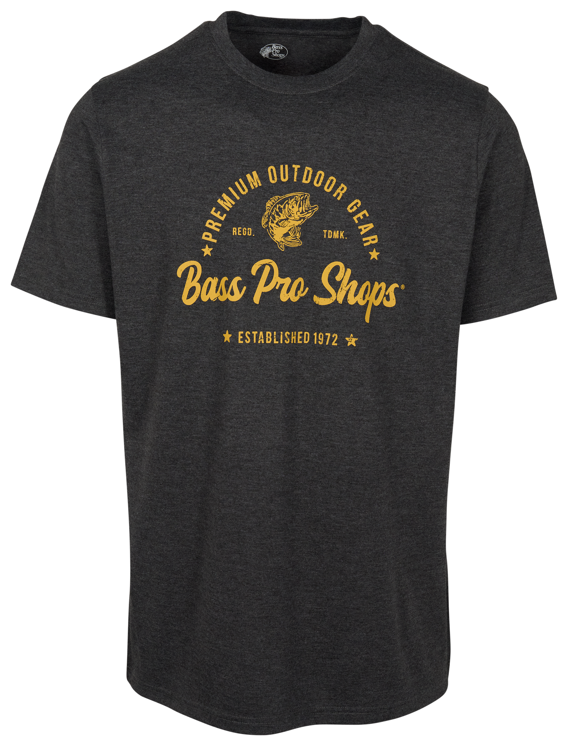Image of Bass Pro Shops Premium Outdoor Gear Logo Tri-Blend Short-Sleeve T-Shirt - Charcoal Heather - M