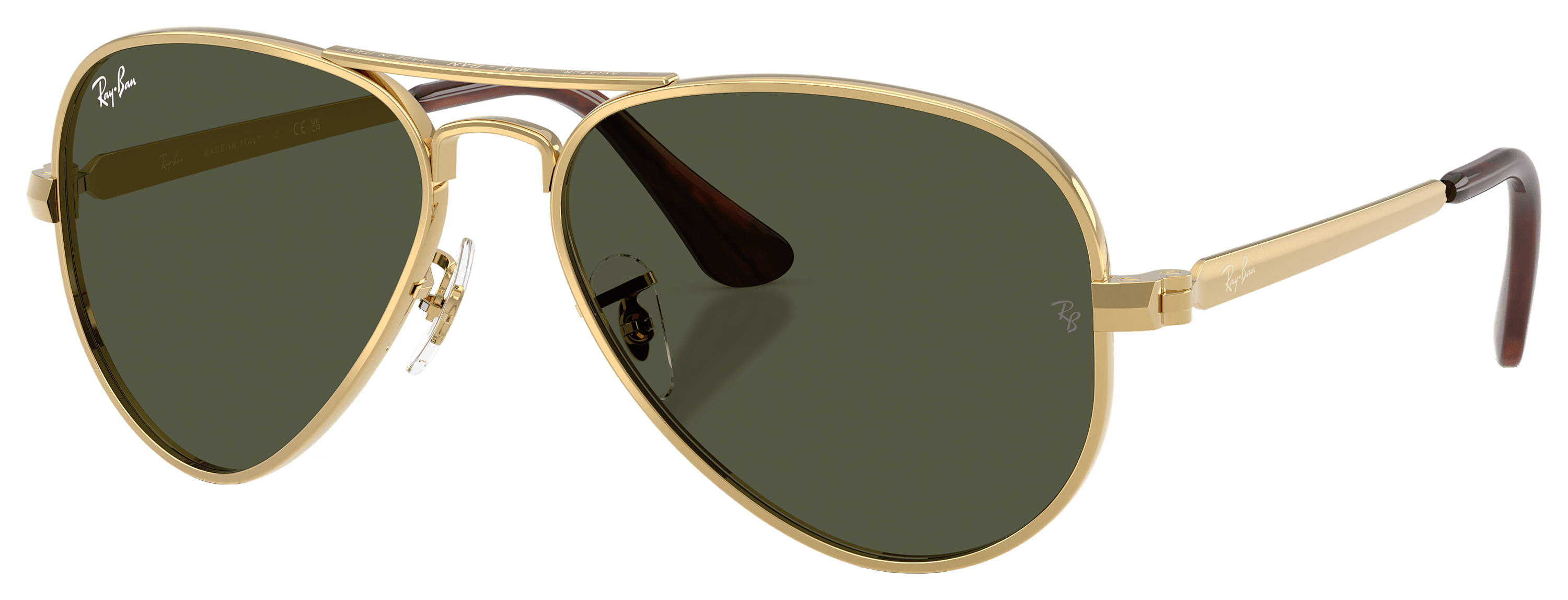 RAY-BAN Aviator Max RB3925 Glass Polarized Sunglasses -Polished Arista Gold/Green Classic G-15