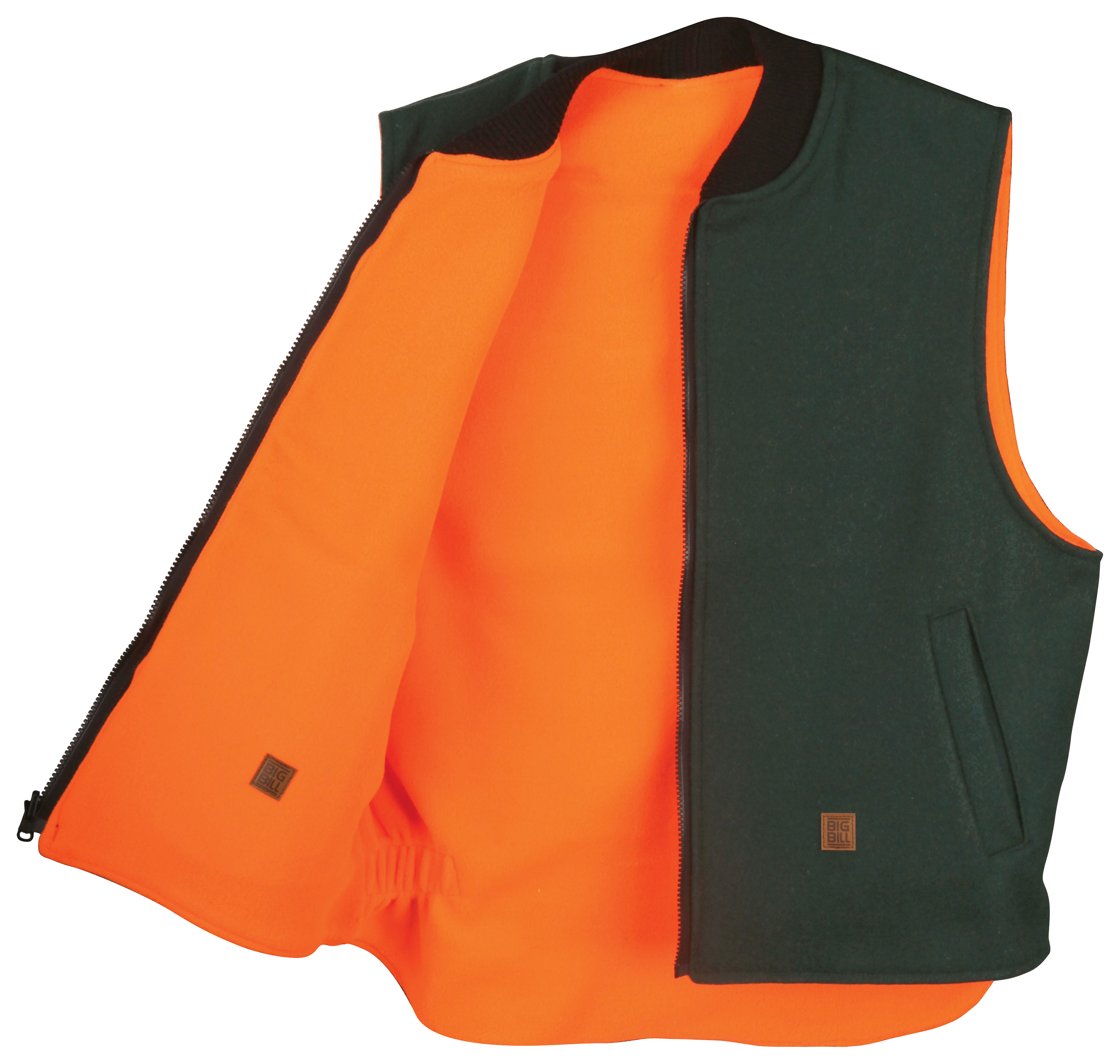 Image of Big Bill Reversible Wool Vest - Green/Orange - M