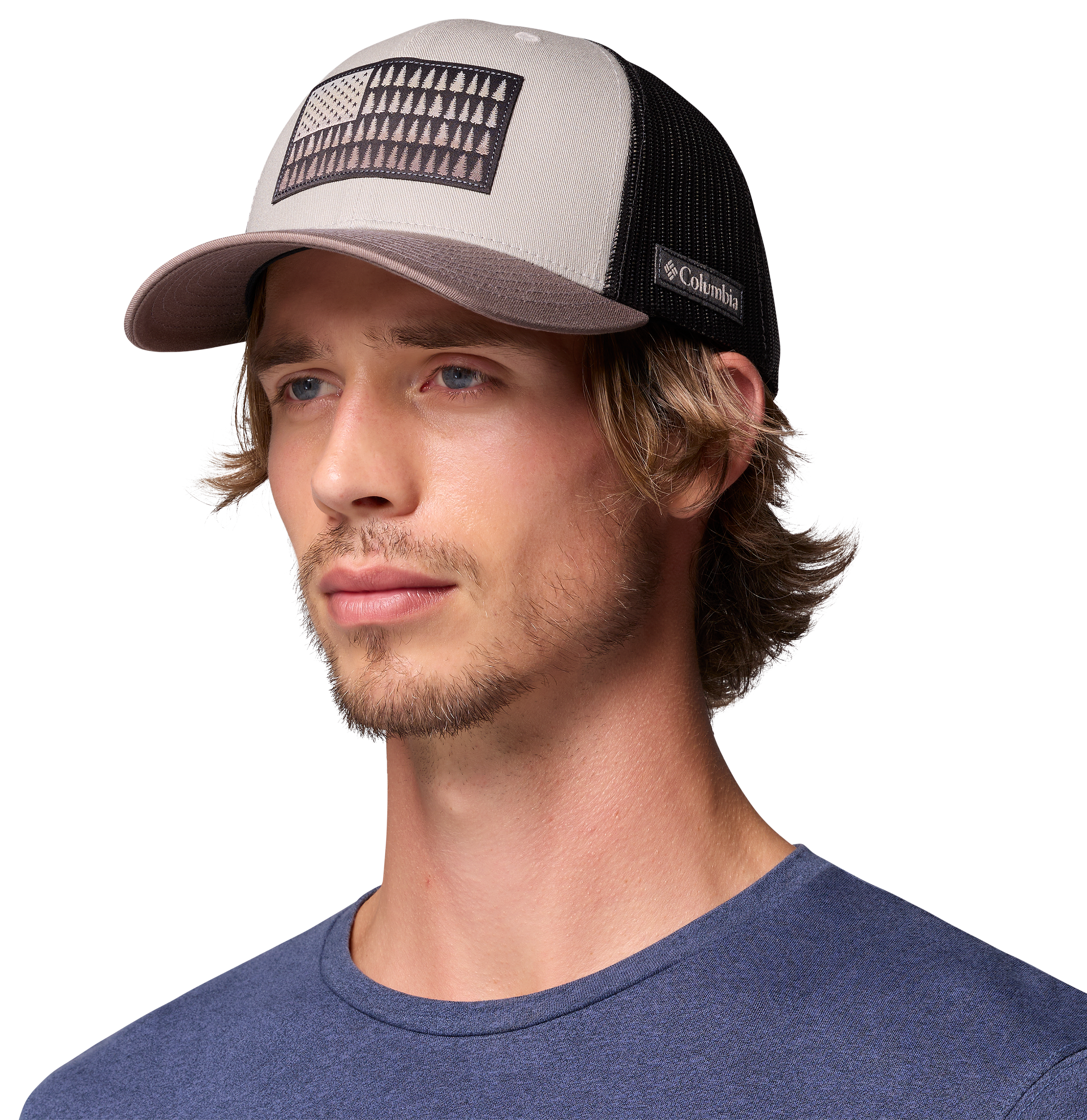 Image of Columbia Tree Flag Mesh Snapback Hat - Flint Grey/Iron/Shark