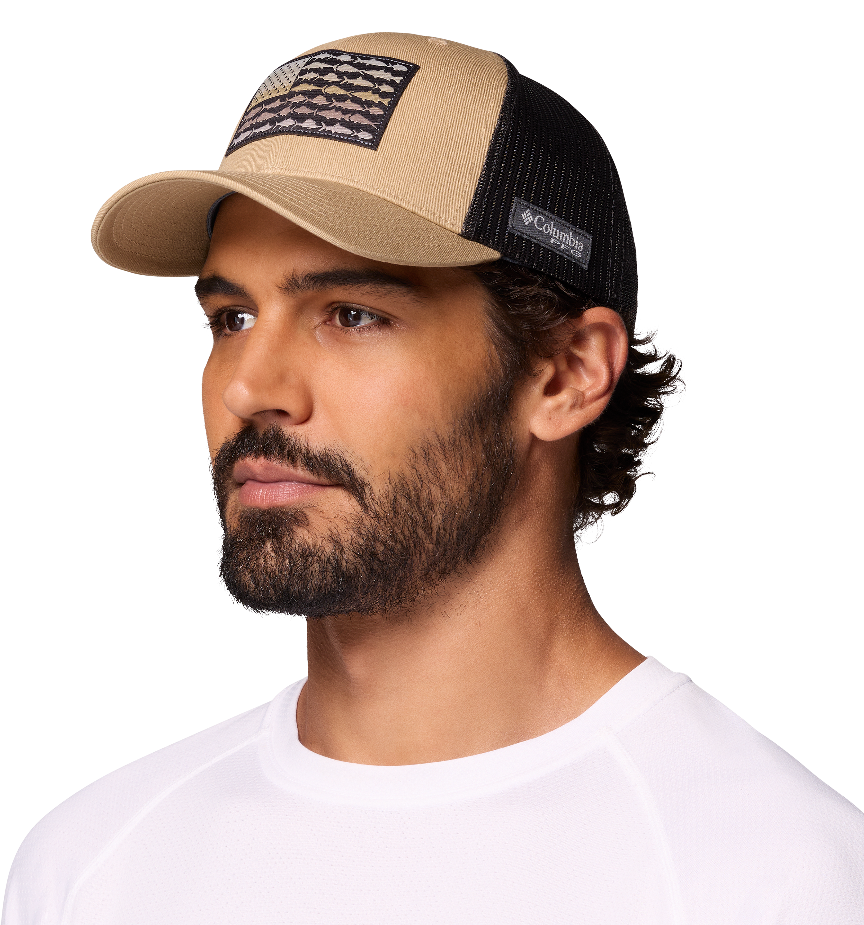 Image of Columbia PFG Mesh Snapback Fish Flag Ball Cap - Beach