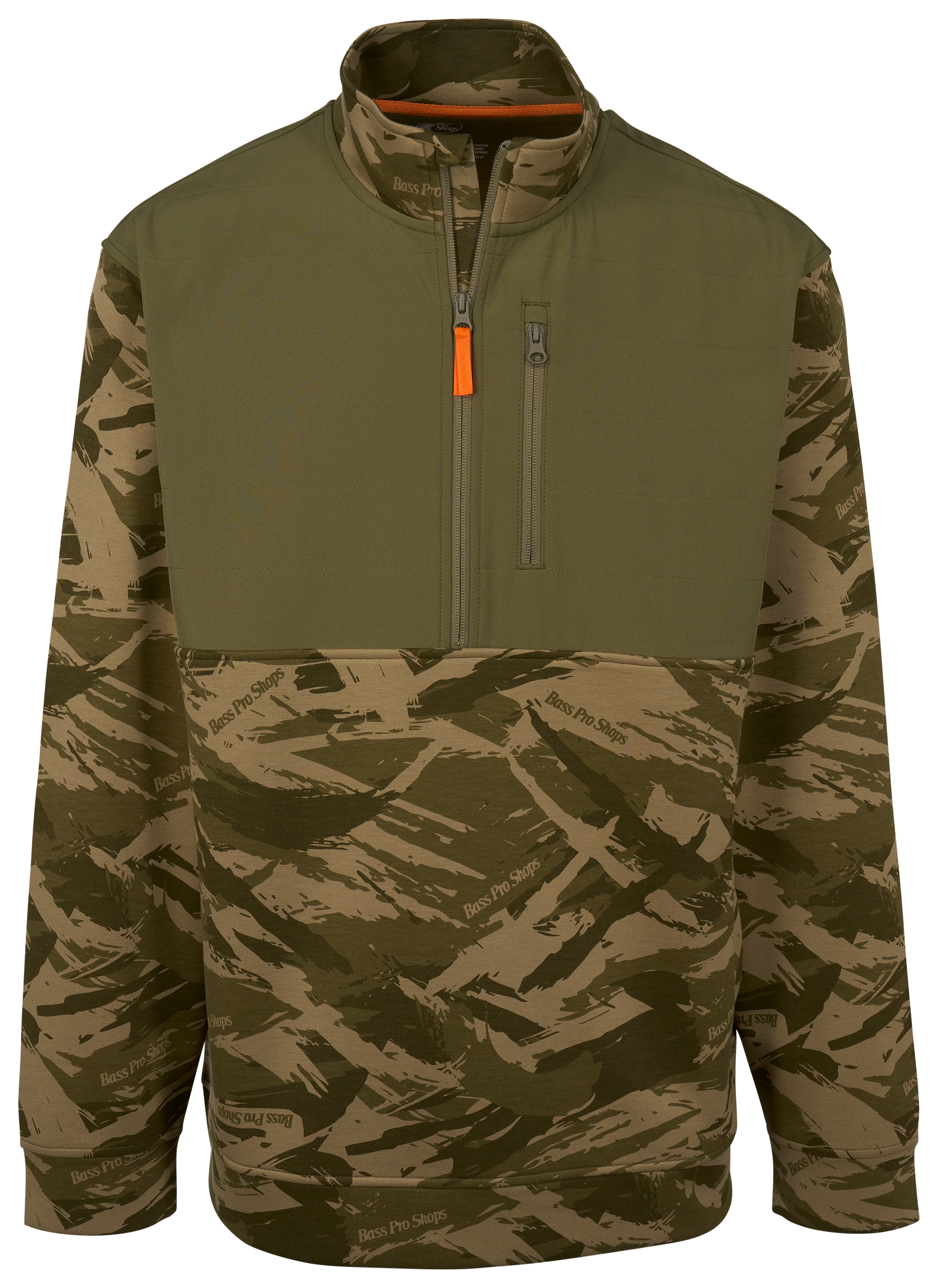 Image of Bass Pro Shops Performance Camo Quarter-Zip Pullover - Green Camo