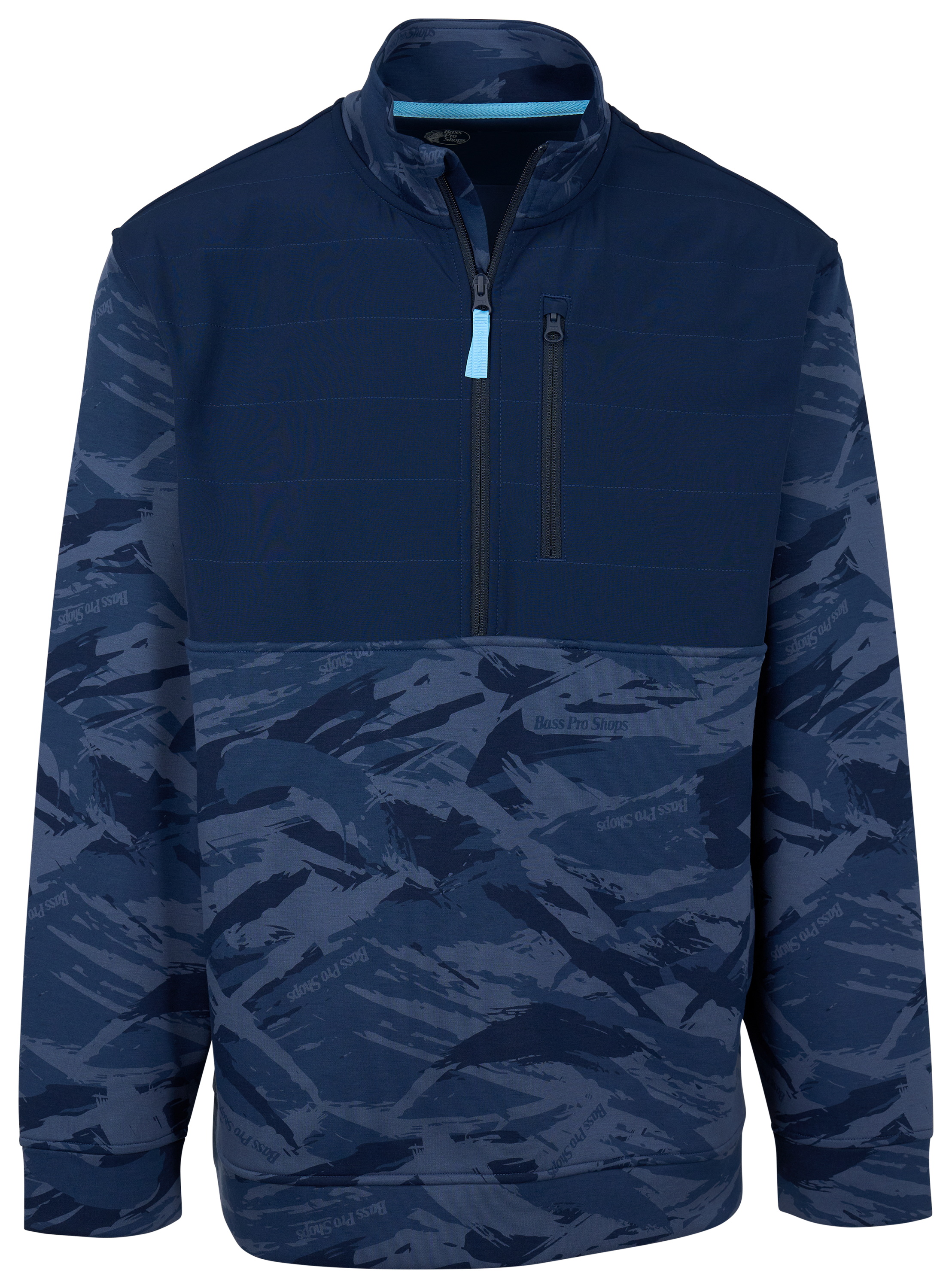 Image of Bass Pro Shops Performance Camo Quarter-Zip Pullover - Blue Camo