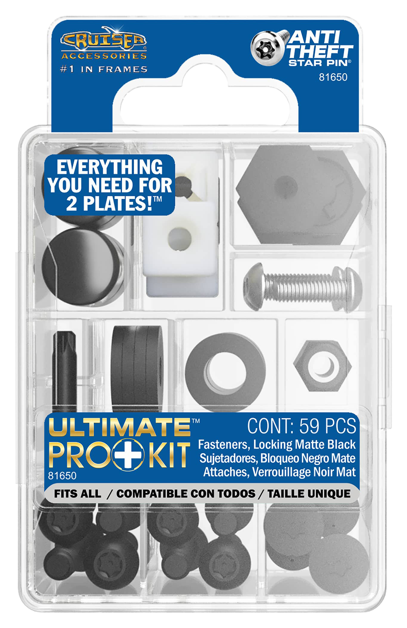 Image of Cruiser Accessories Ultimate Pro Plus License-Plate Fastener Kit - Black