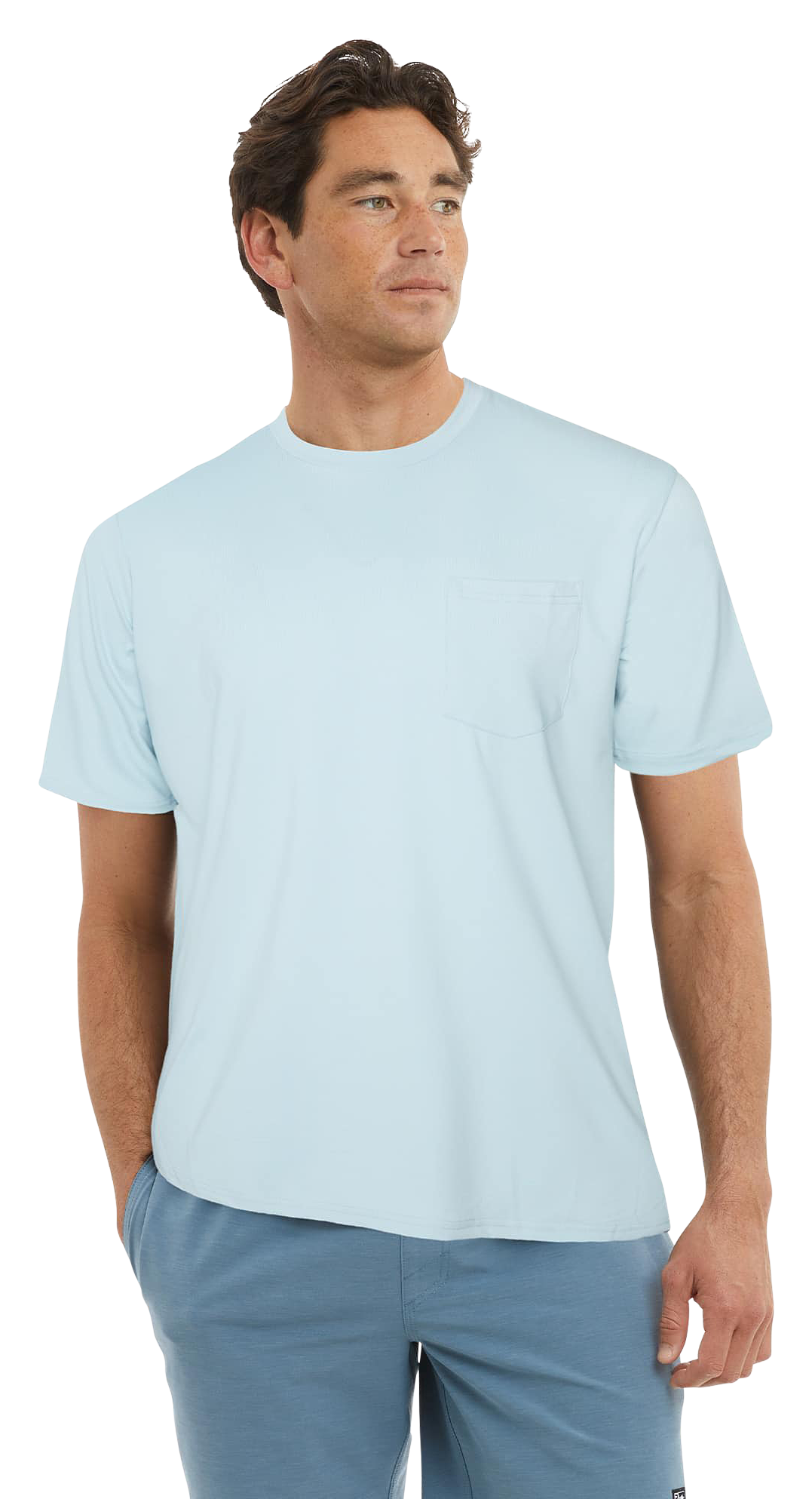 Image of Pelagic Freespool Short-Sleeve Pocket T-Shirt for Men - Light Blue - M
