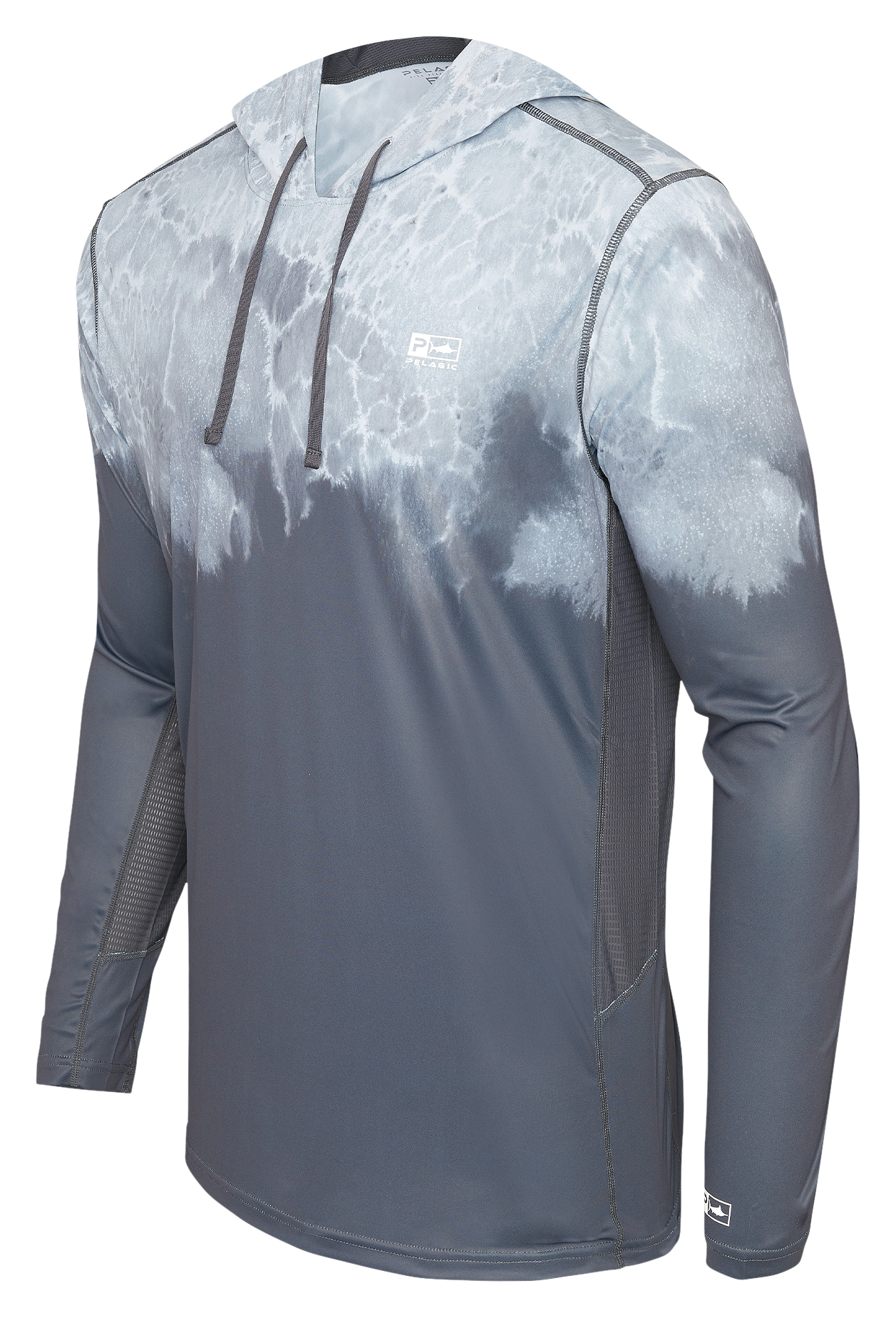 Image of Pelagic Vaportek Prop Wash Hooded Long-Sleeve Fishing Shirt for Men - Graphite - 3XL