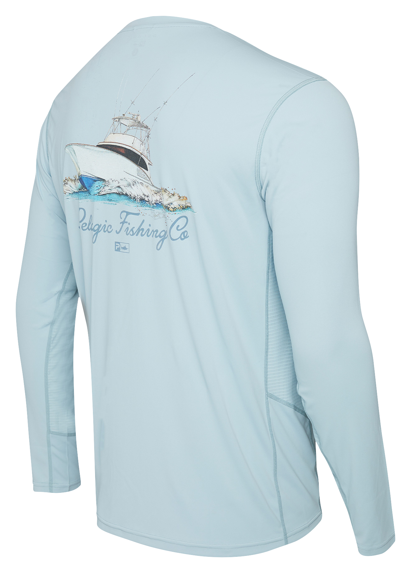 Image of Pelagic Vaportek Mapped Long-Sleeve Fishing Shirt for Men - Blue Fog - 3XL