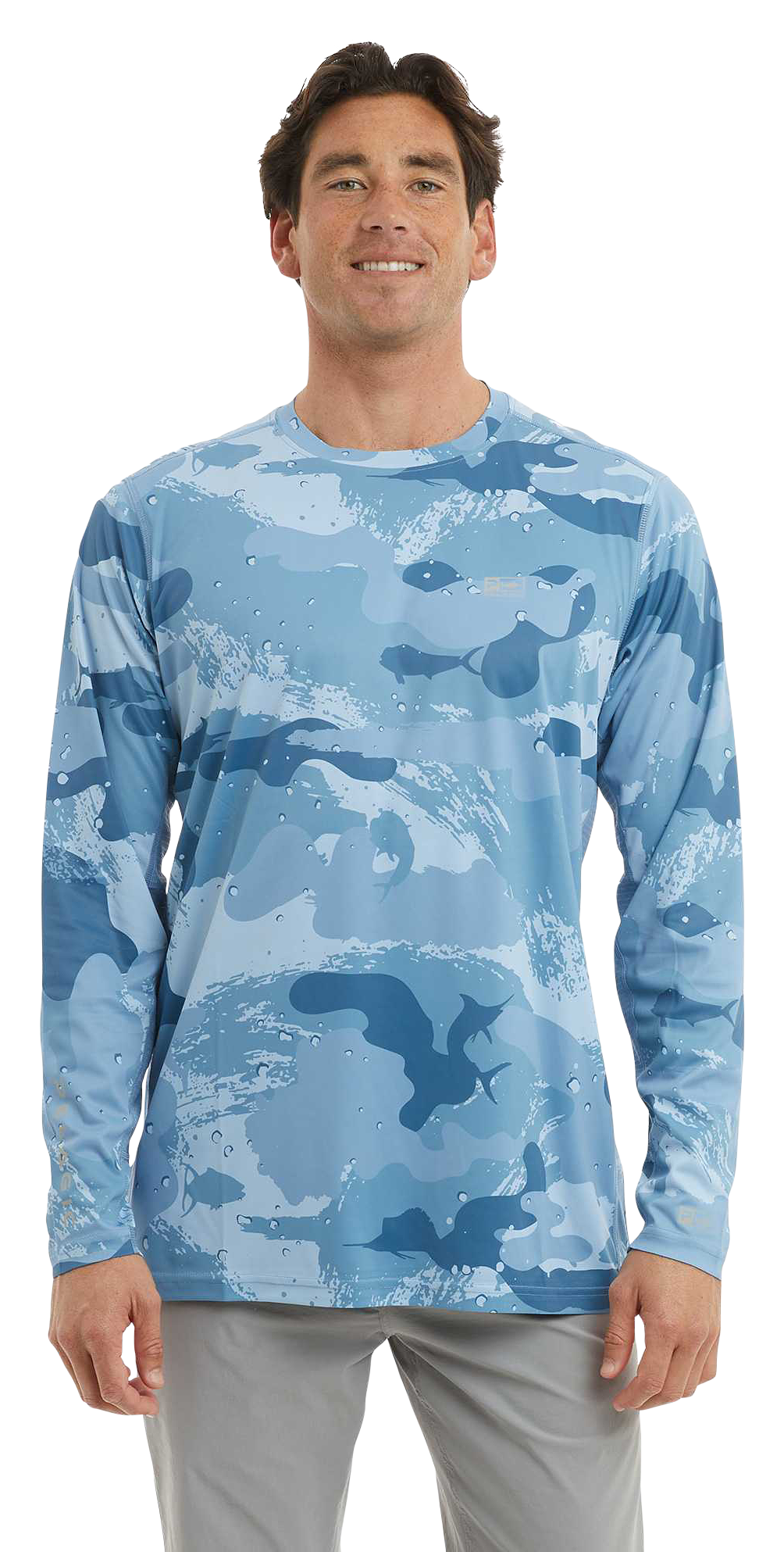 Image of Pelagic Vaportek Bruch Camo Long-Sleeve Fishing Shirt - Slate - 3XL