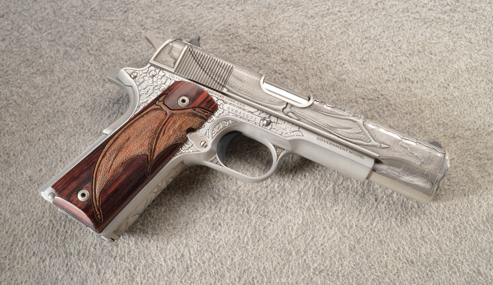 Image of Colt ~ 1911 ~ Government ~ Engraved Dragon ~ .38 Super