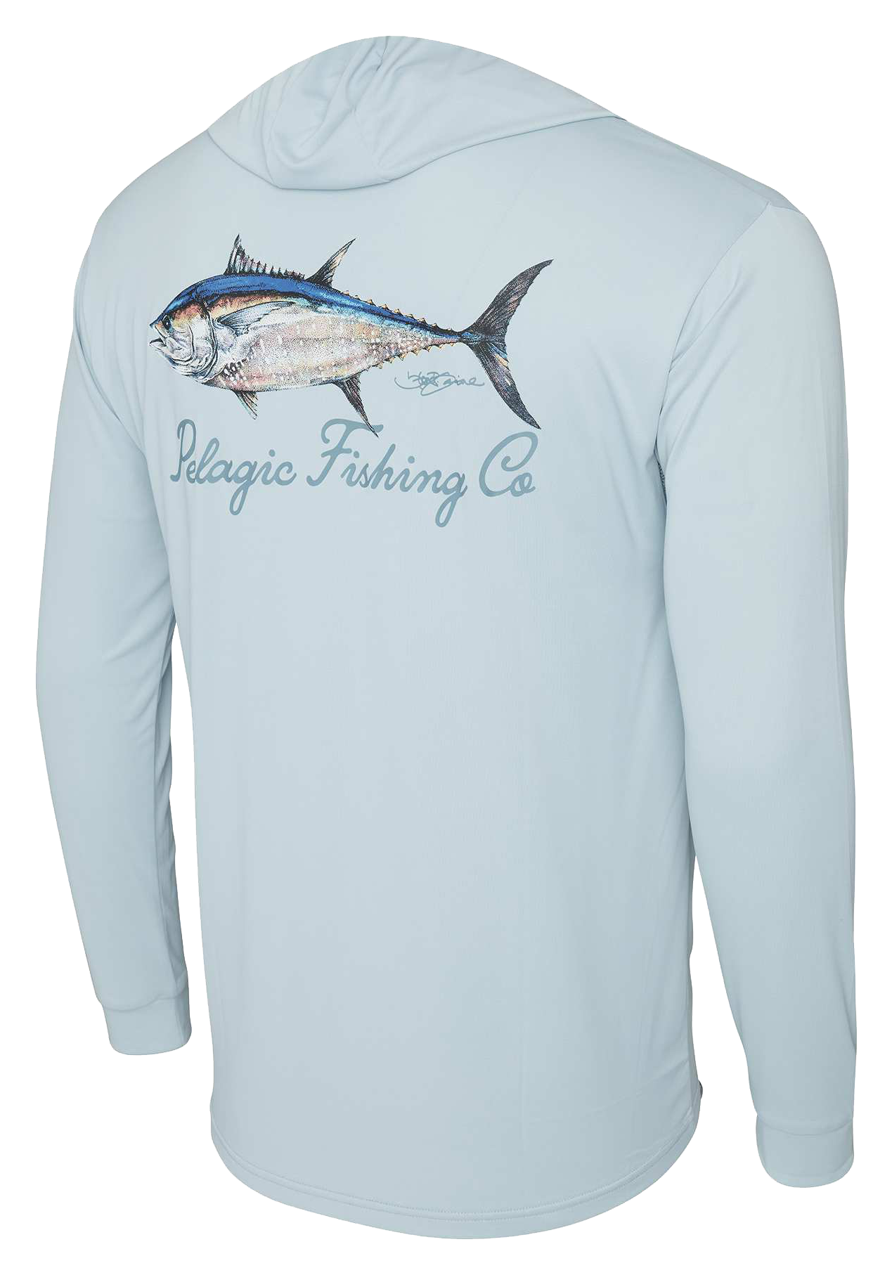 Image of Pelagic Aquatek Goione BFT Hooded Long-Sleeve Shirt - Blue Fog - 3XL