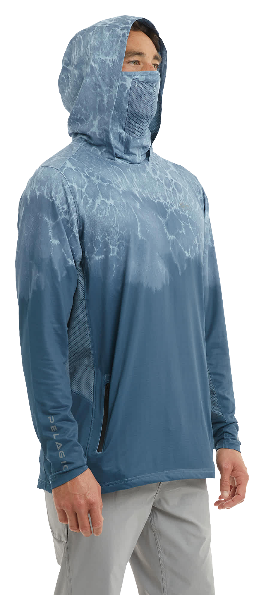 Image of Pelagic Exo-Tech Prop Wash Hooded Long-Sleeve Fishing Shirt for Men - Petrol - 3XL