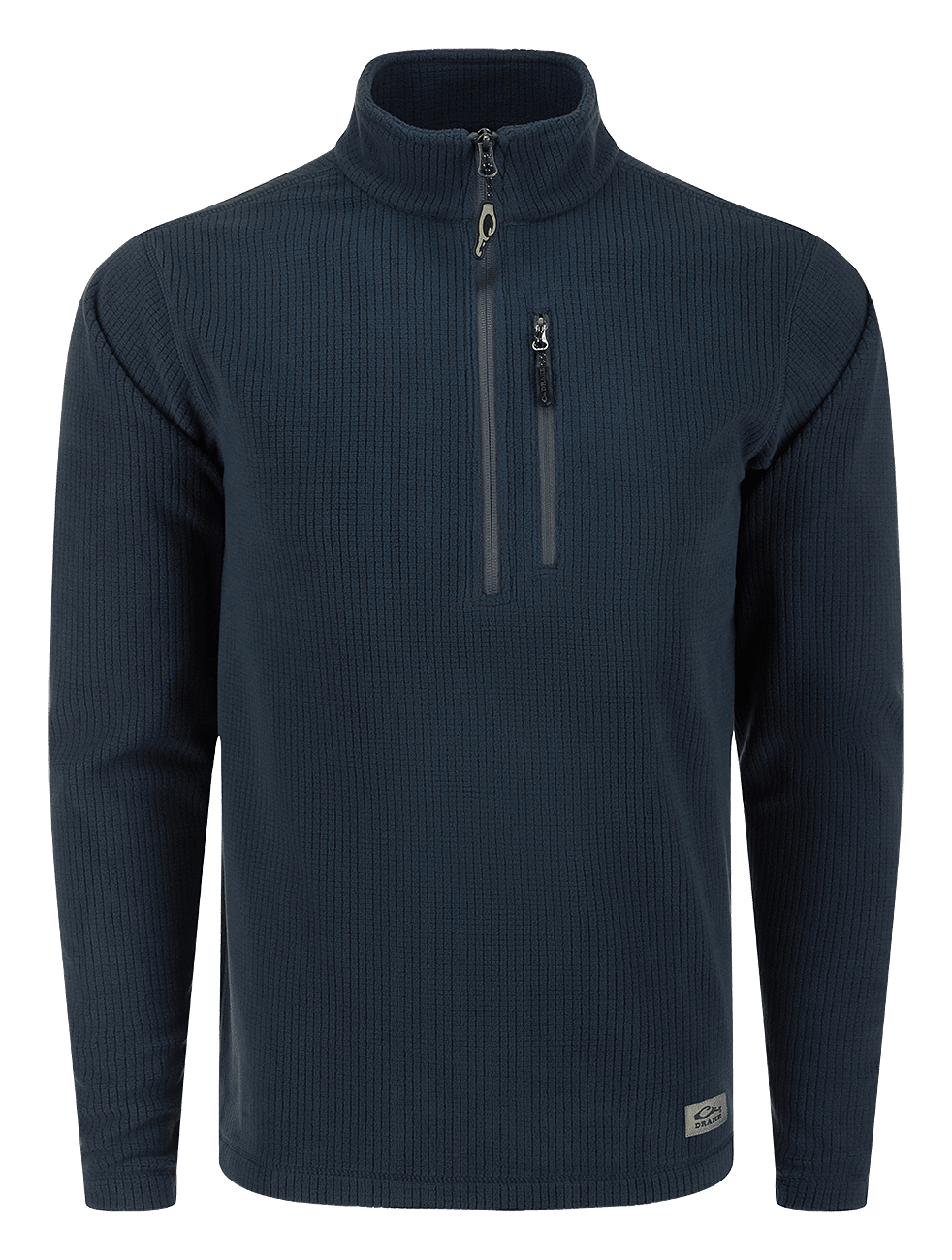 Image of Drake Waterfowl Fall River Grid Fleece Half-Zip Pullover for Men - Blue Night - XL
