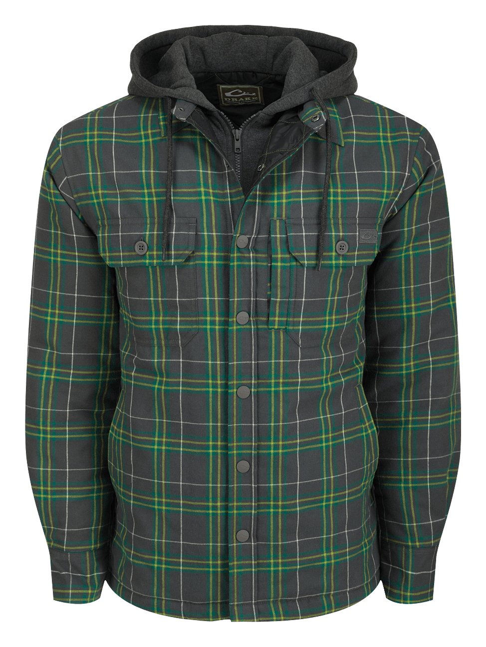 Image of Drake Waterfowl Campfire Flannel Jac Shirt Hoodie - Castlerock Grey - S