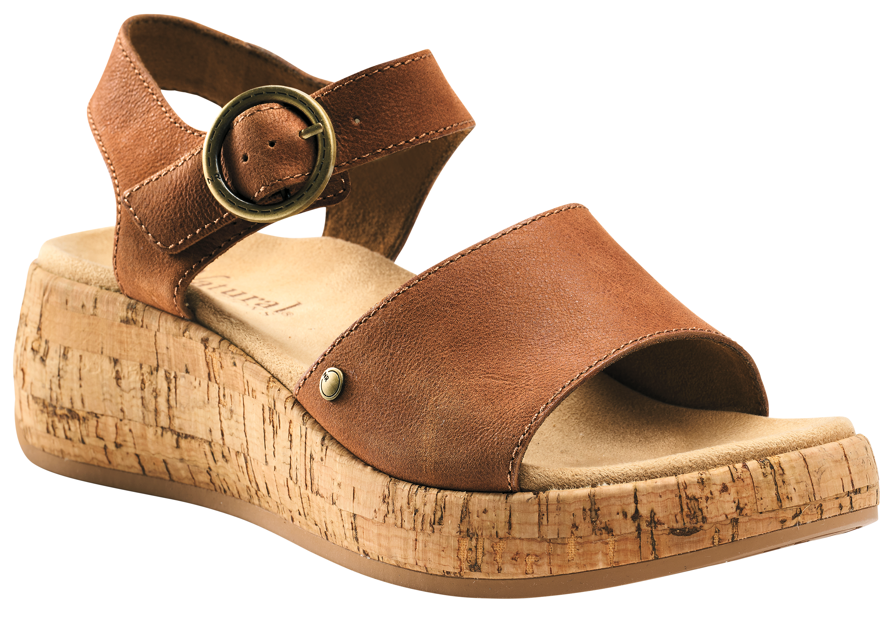 Image of Natural Reflections Kenzie Cross Strap Sandals for Women - Cashew