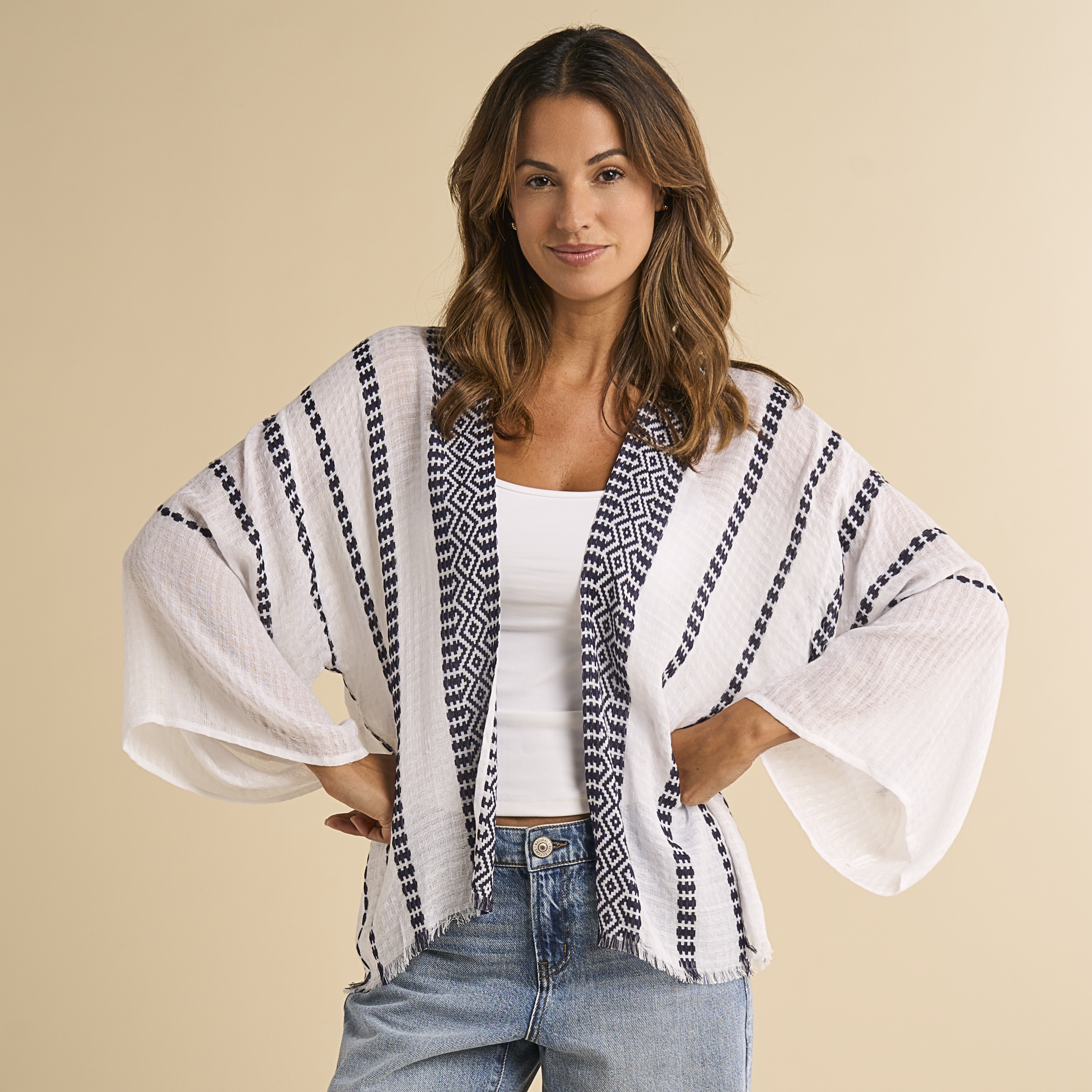 Image of Natural Reflections Lakefront Kimono - Navy