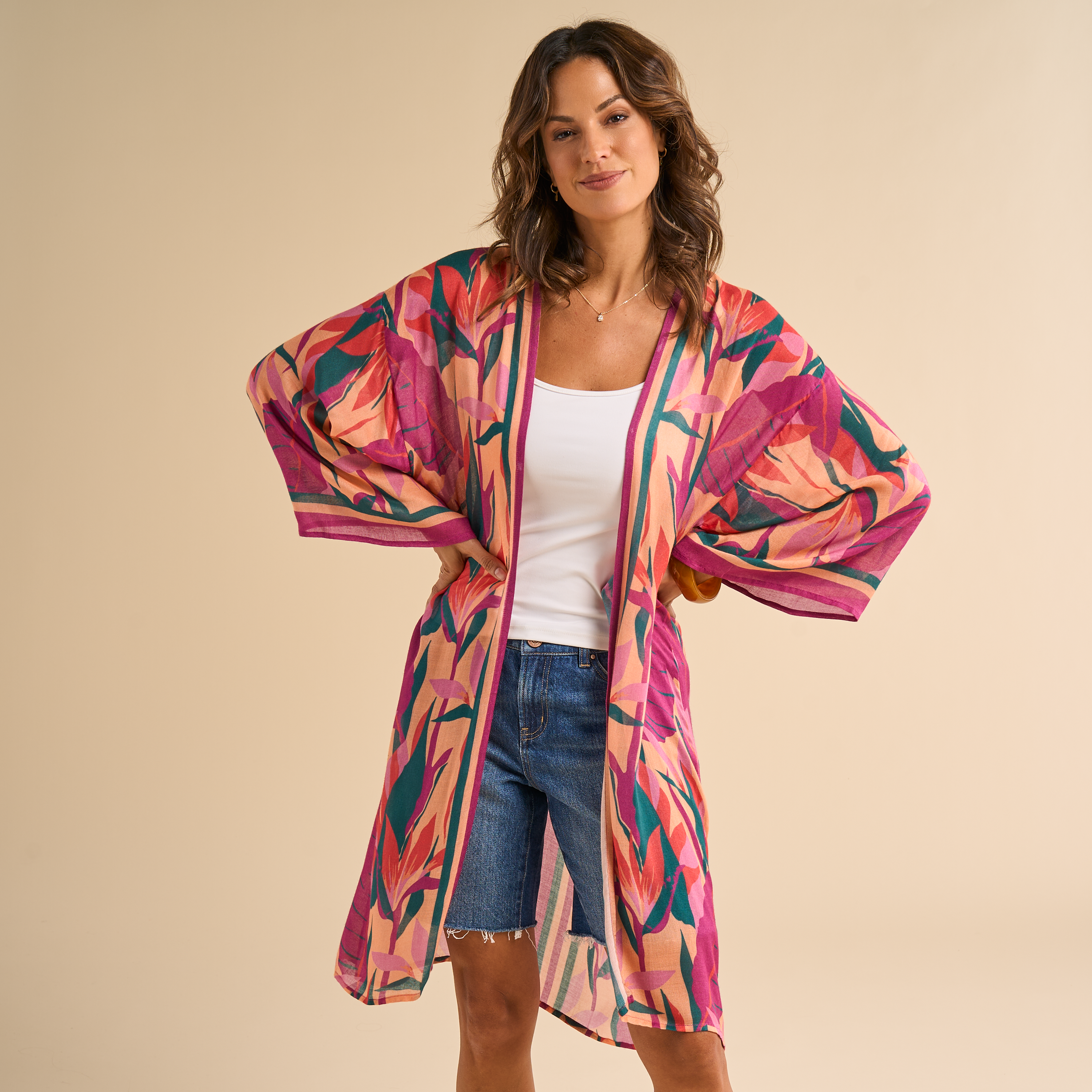 Image of Natural Reflections Canna Striped Duster - Multi