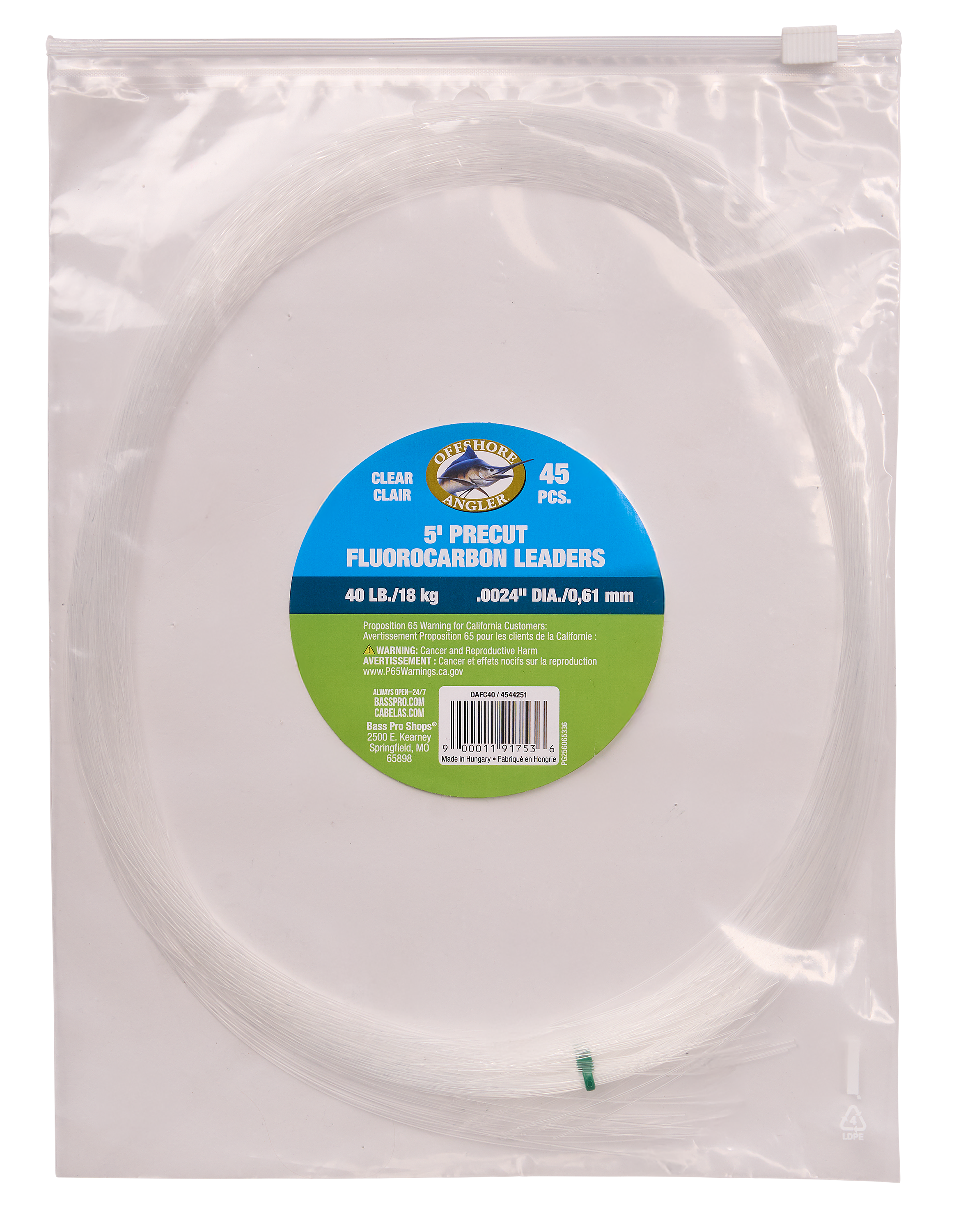 Image of Offshore Angler Pre-Cut Fluorocarbon Leaders - 40 lb. test